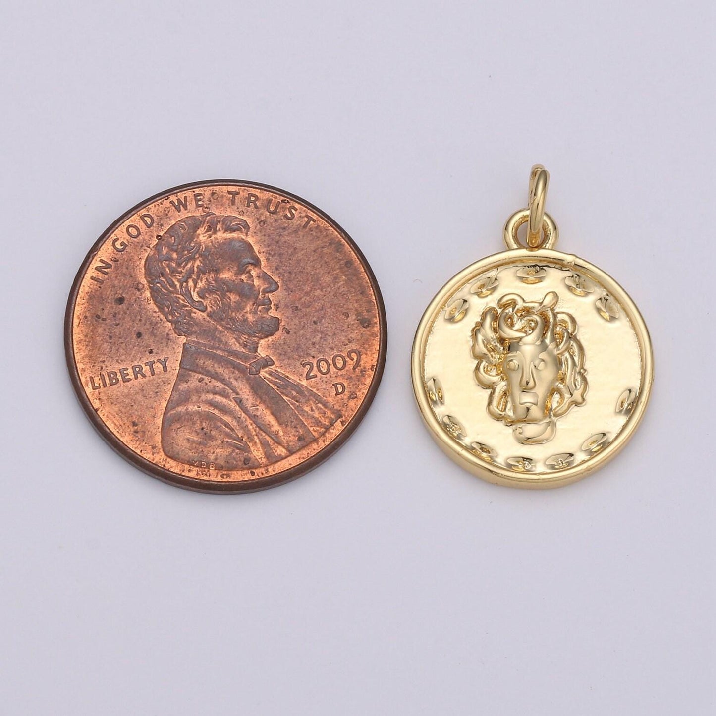 14k gold medusa charms, 20x15mm gold pendant, coin charms, gold charms, medallion charms, disc charm, greek charm, chgf-1567