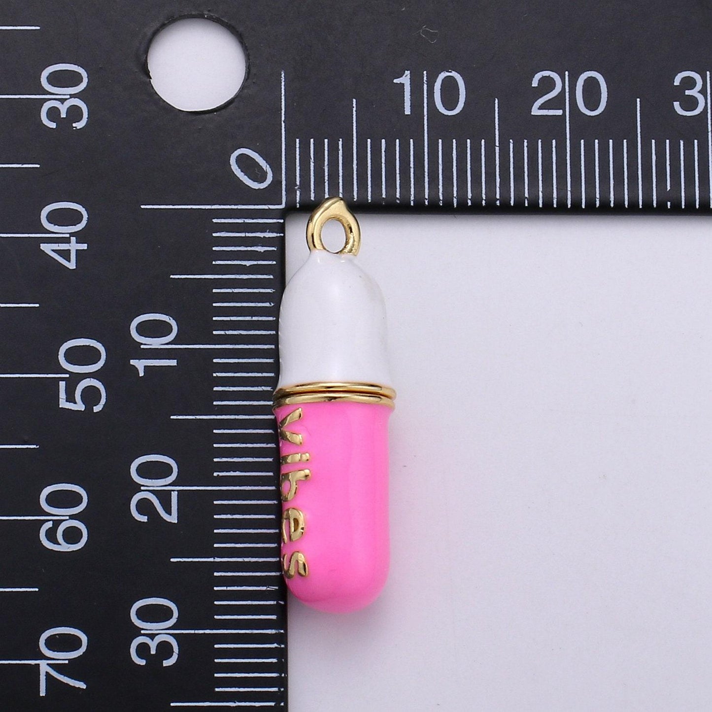 Dainty gold pill bar pendant enamel teal vibes chill charm 24k gold filed pendant 29x8mm for bracelet necklace earring component supply