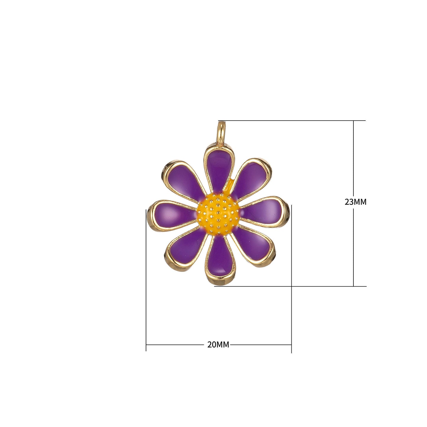 14k gold filled daisy flower shape pendant daisy flower charm colorful enamel pendant white black pink green purple teal yellow, 2264