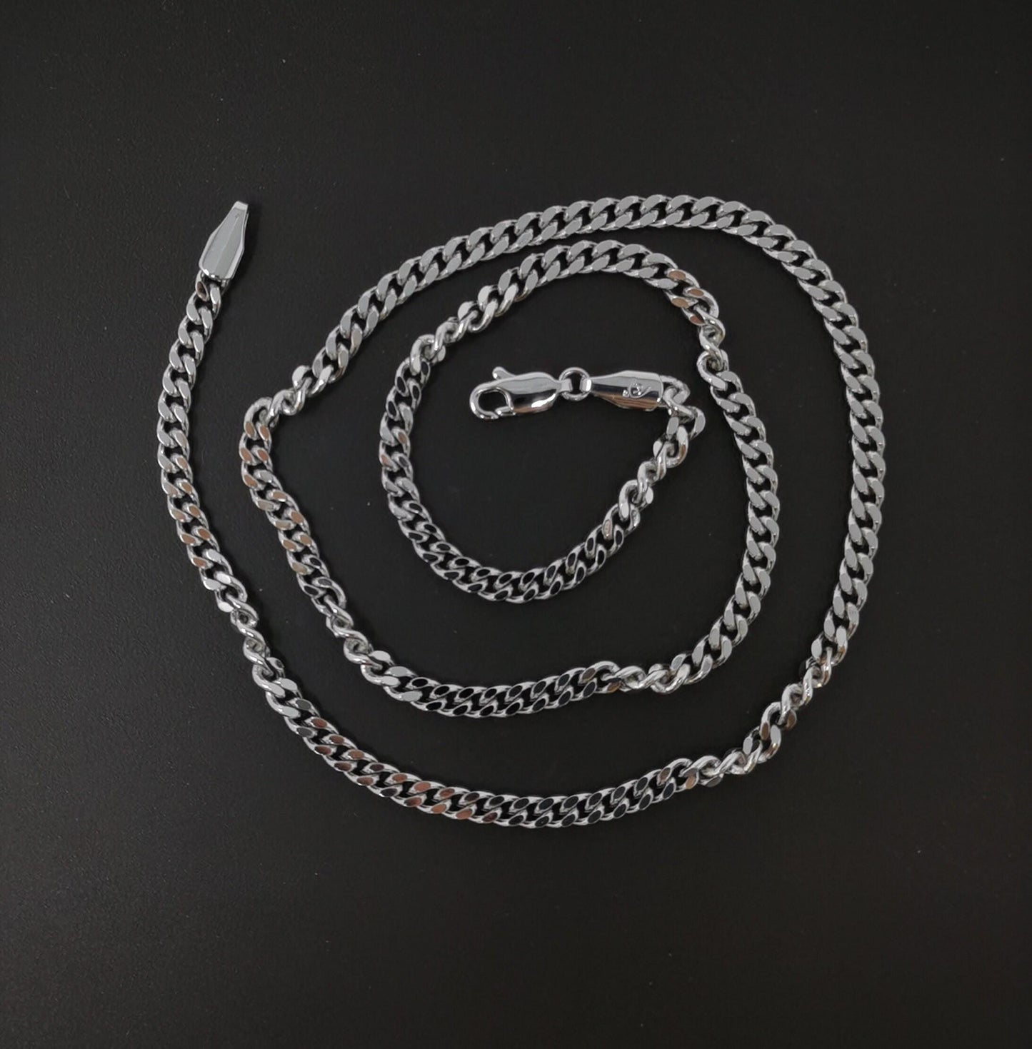 1pc 17.7'' ready to use white gold cuban curb necklace chain, layer curb chain dainty necklace, pendant charm necklace, ch-624