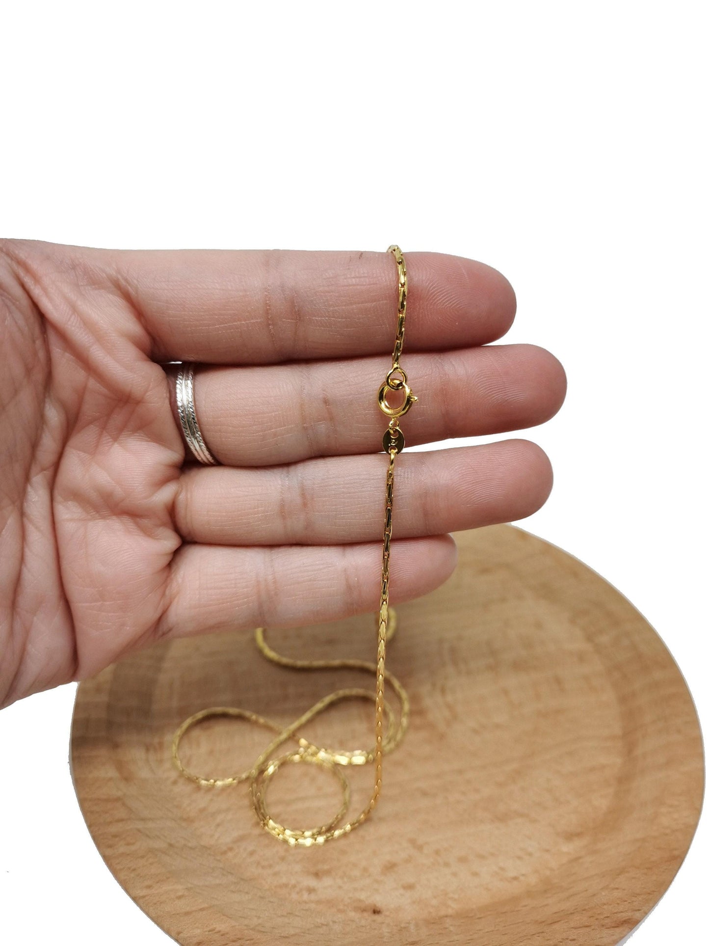 1pc 23.5'' ready to use 24k gold wheat necklace chain, layer fox tail chain dainty necklace, for pendant charm necklace making, 404