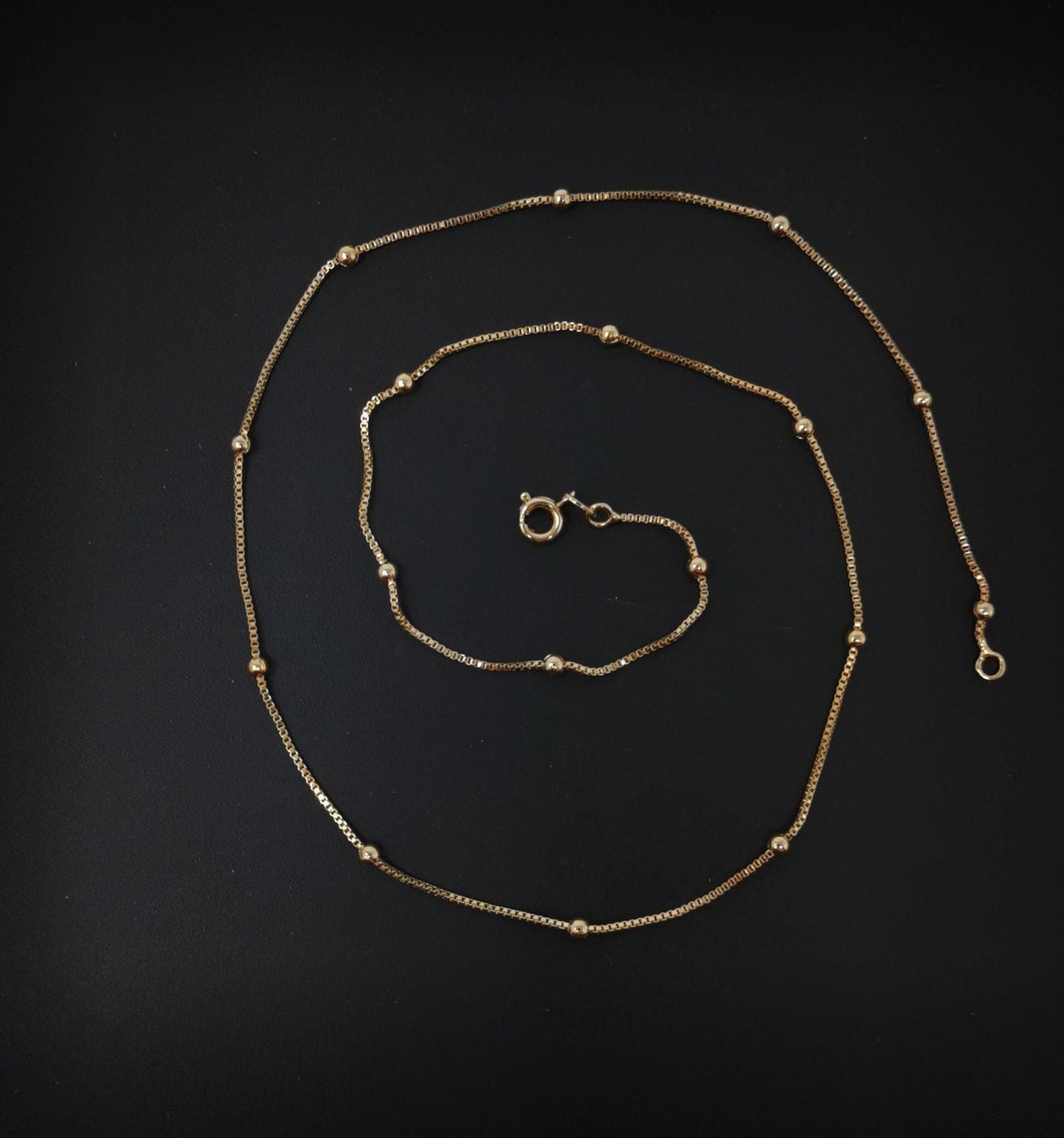 1pc 17.7'' ready to wear 18k gold square box chain necklace, layering dainty box chain for jewelry making with pendant charm, ch-649