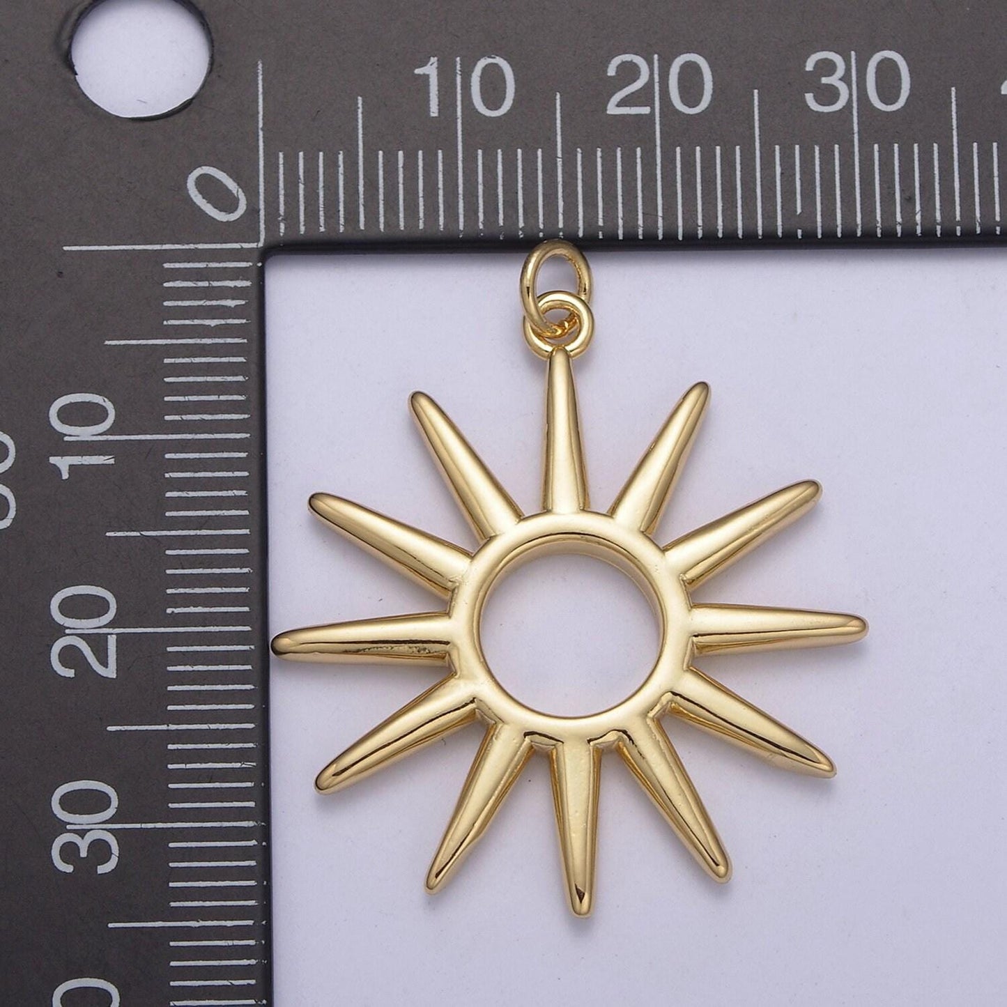 Gold sun charm celestial pendant c-691
