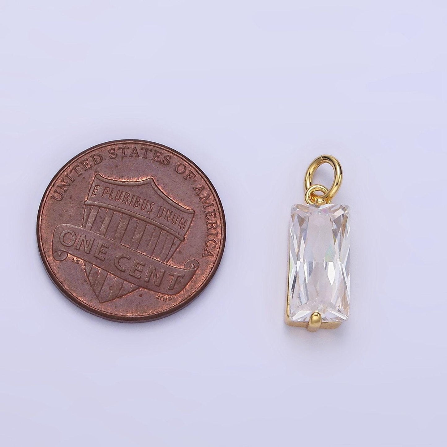 24k gold filled clear baguette cz bezel add-on charm | c-553