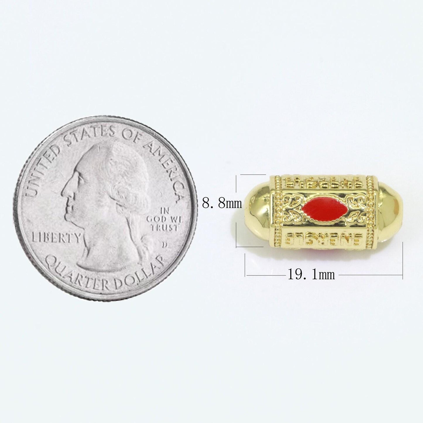 Enamel eye bead spacer pill shape small hole tube spacer beads, 14k gold filled drum barrel bead for bracelet component, b-626