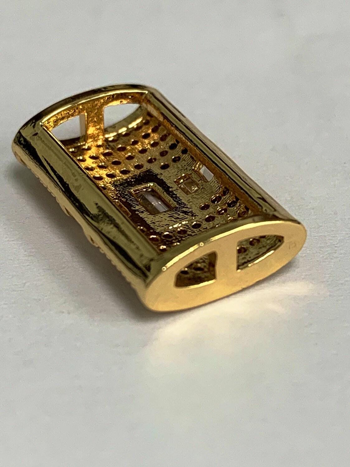 1pc 24k gold baguette pave cz beads spacer beads, for diy jewelry making european charms beaded bracelet, cluster cz beads, b420