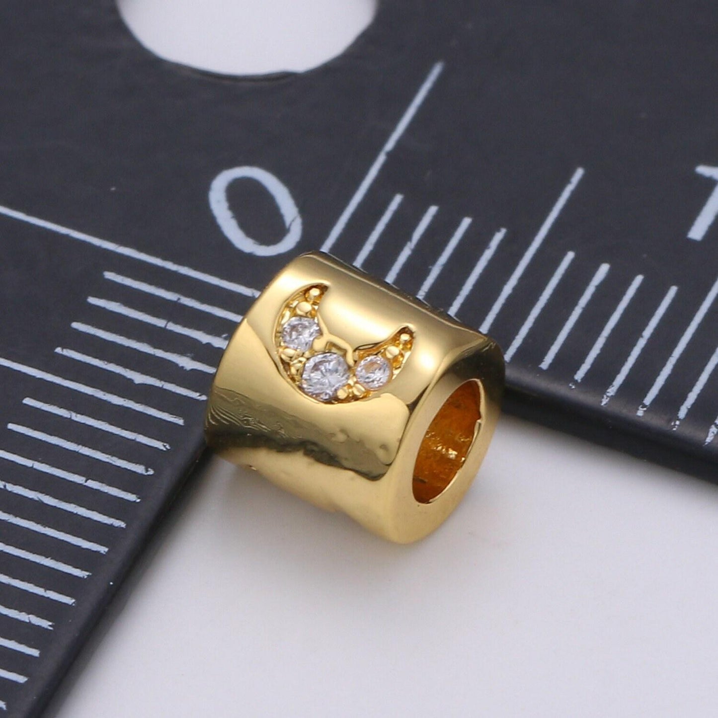 Small bead 6mm bead cz gold bead star moon beads cylinder cubic bead for bracelet necklace supply large hole beads b384,