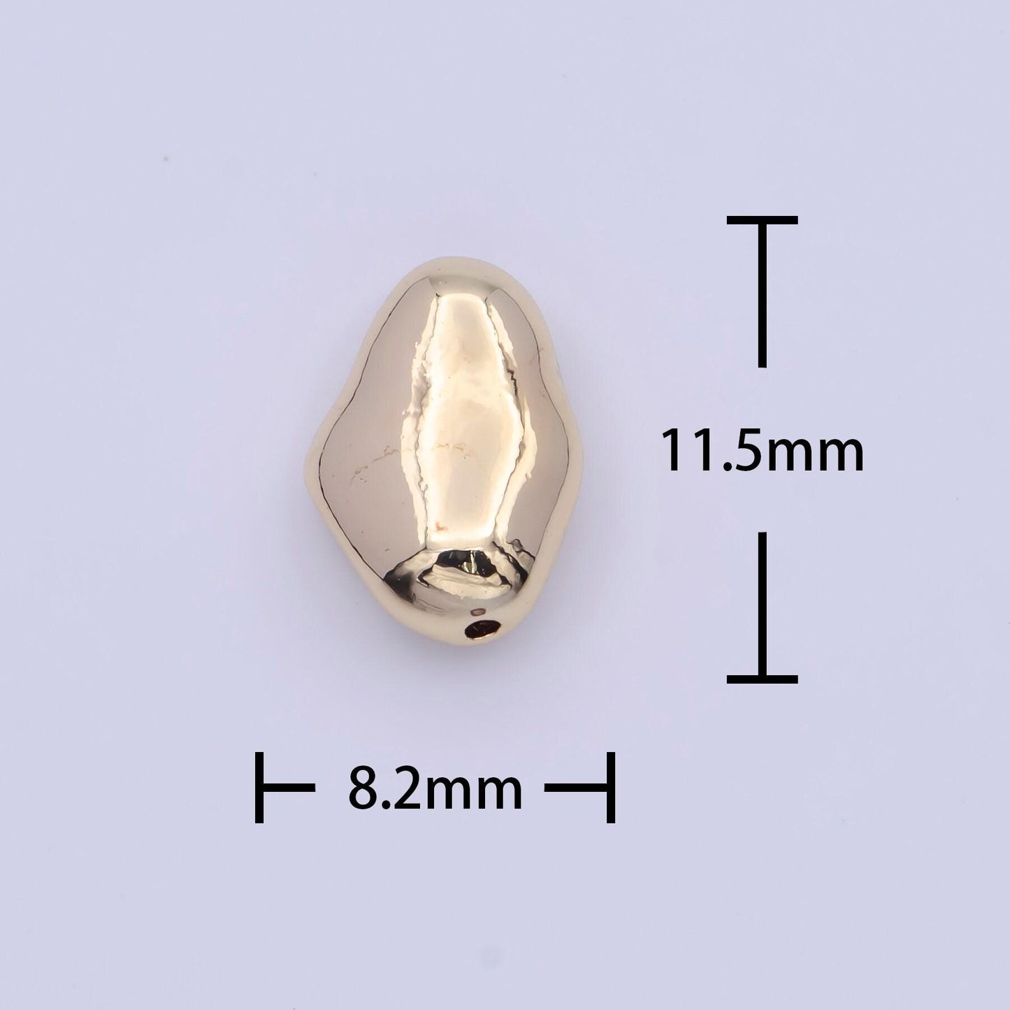 Tiny abstract potato shaped geometric 11.7mm x 8.2mm bead spacer, 14k gold plated abstract bead spacer for diy jewelry making | b-119