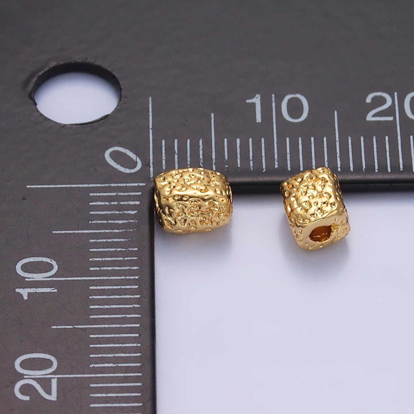 1x 24k gold filled 4mm abstract rectangle bead spacer gold texture beads | b094