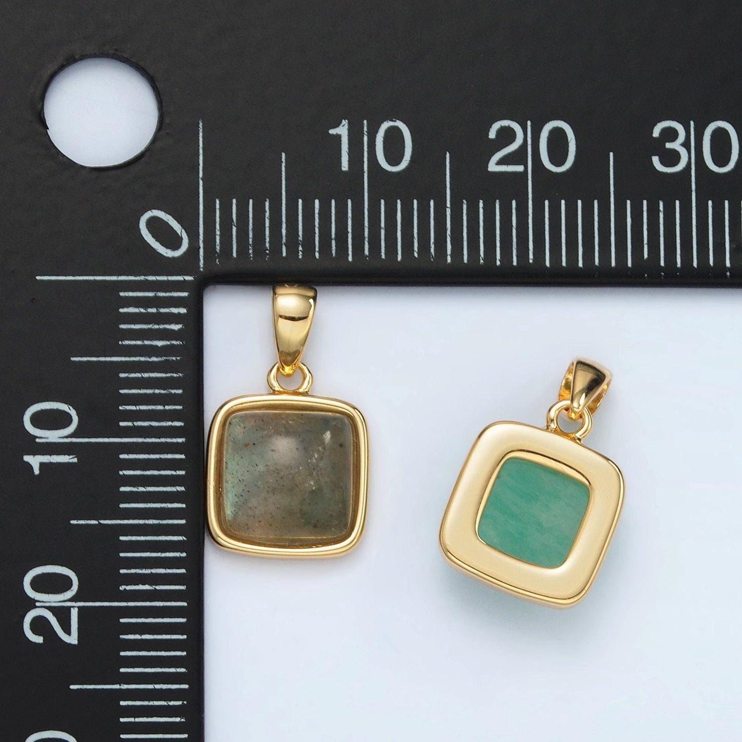 24k gold filled 12mm square gemstone pendant | ah165-ah168