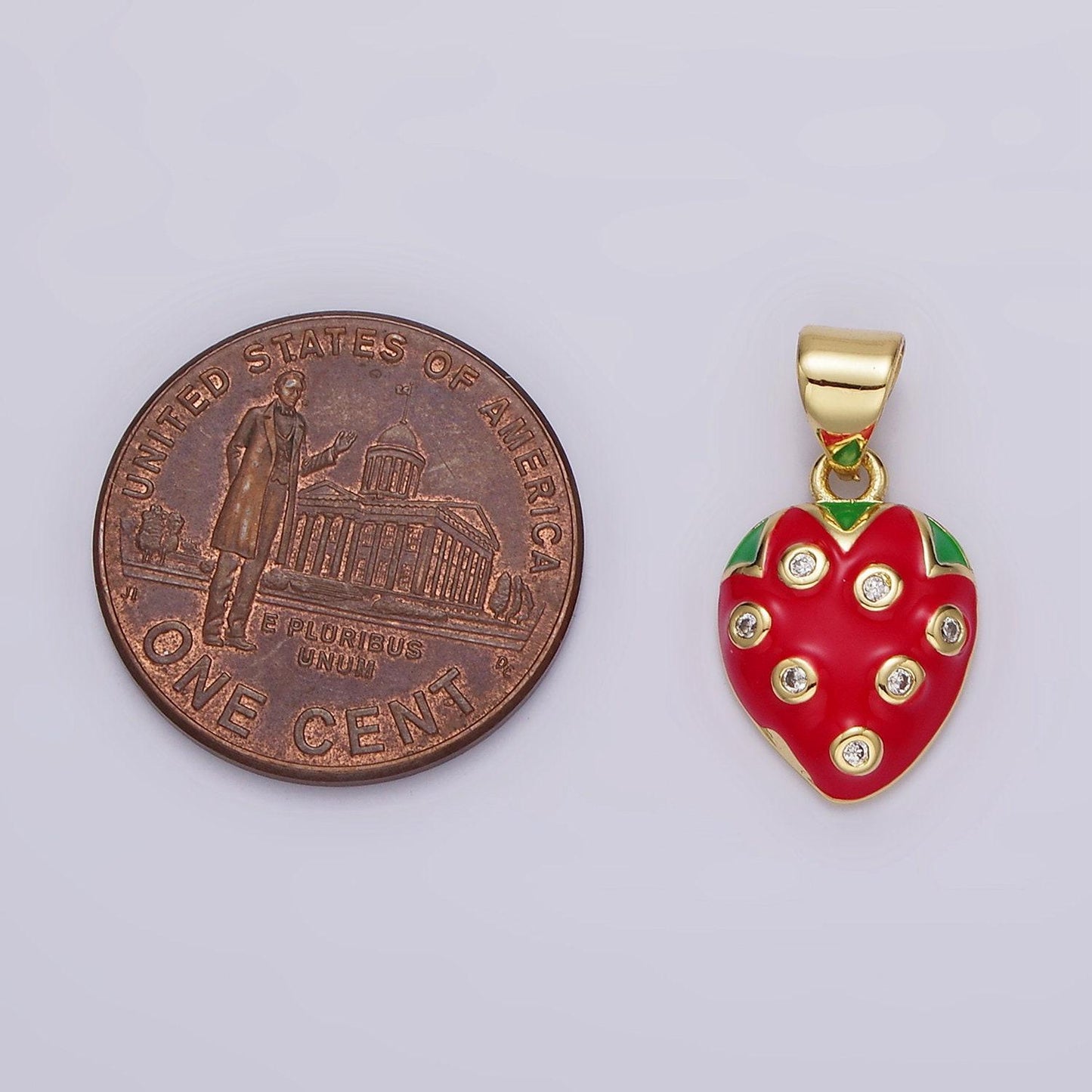 14k gold filled enamel red strawberry pendant red berry fruit charm cz kawaii foodie charm diy jewelry accessories ah079