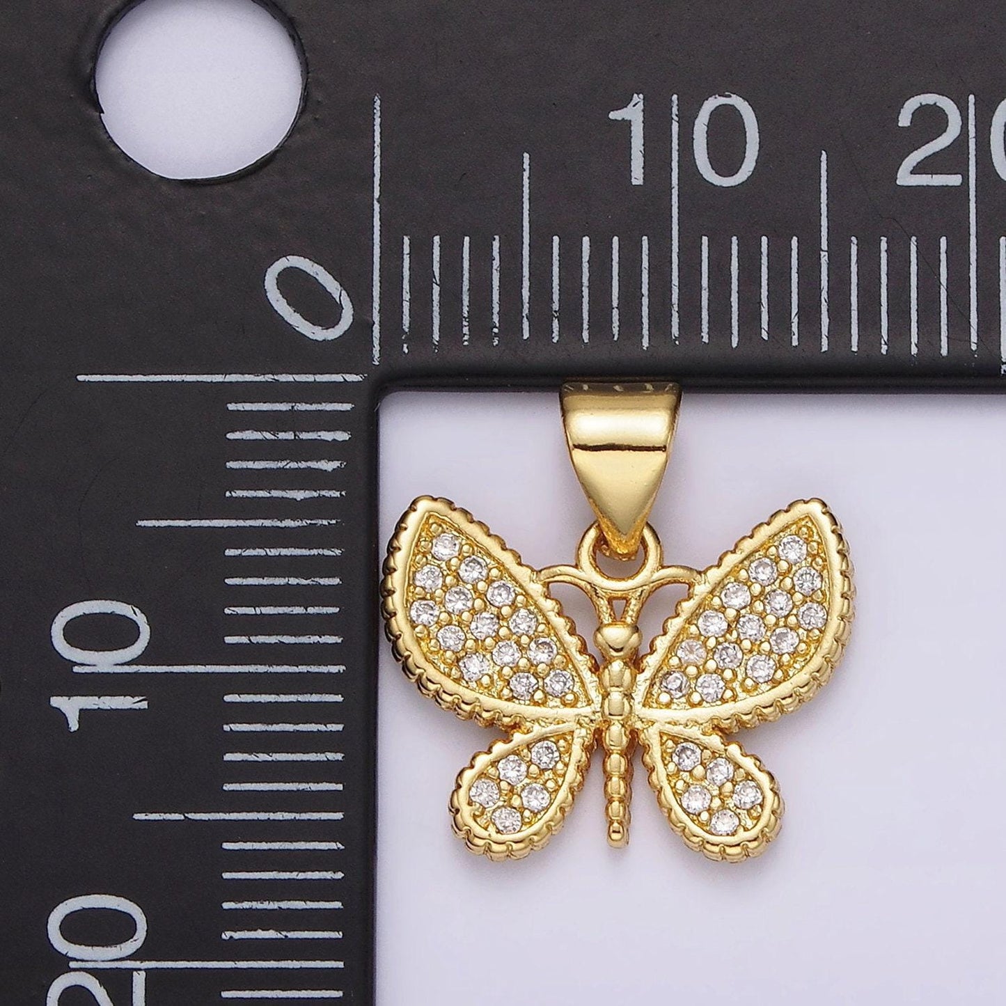 Dainty micro paved mariposa butterfly clear cubic zirconia cz gold animal pendant | ah077