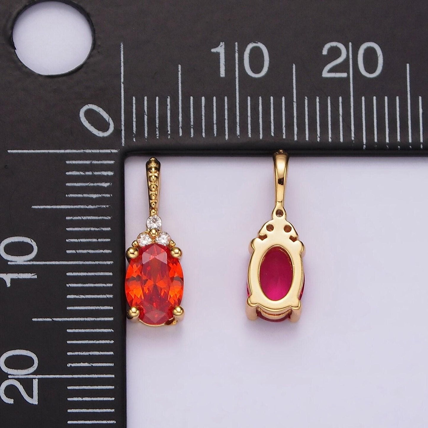 16k gold filled oval triple cz bezel dotted bail personalized pendant in gold & silver | ah001 - ah028