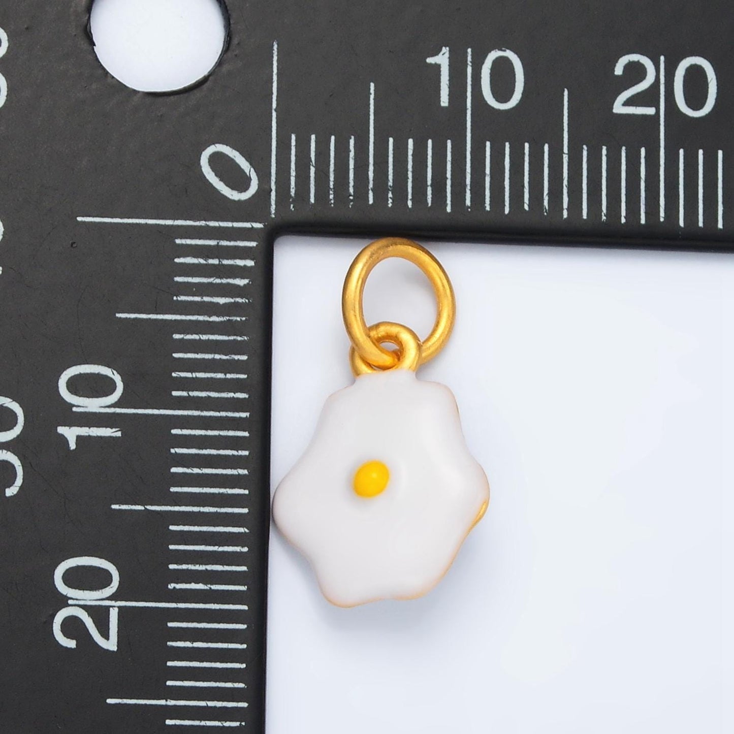 24k gold filled sunny-side up fried egg enamel food charm | ag-924