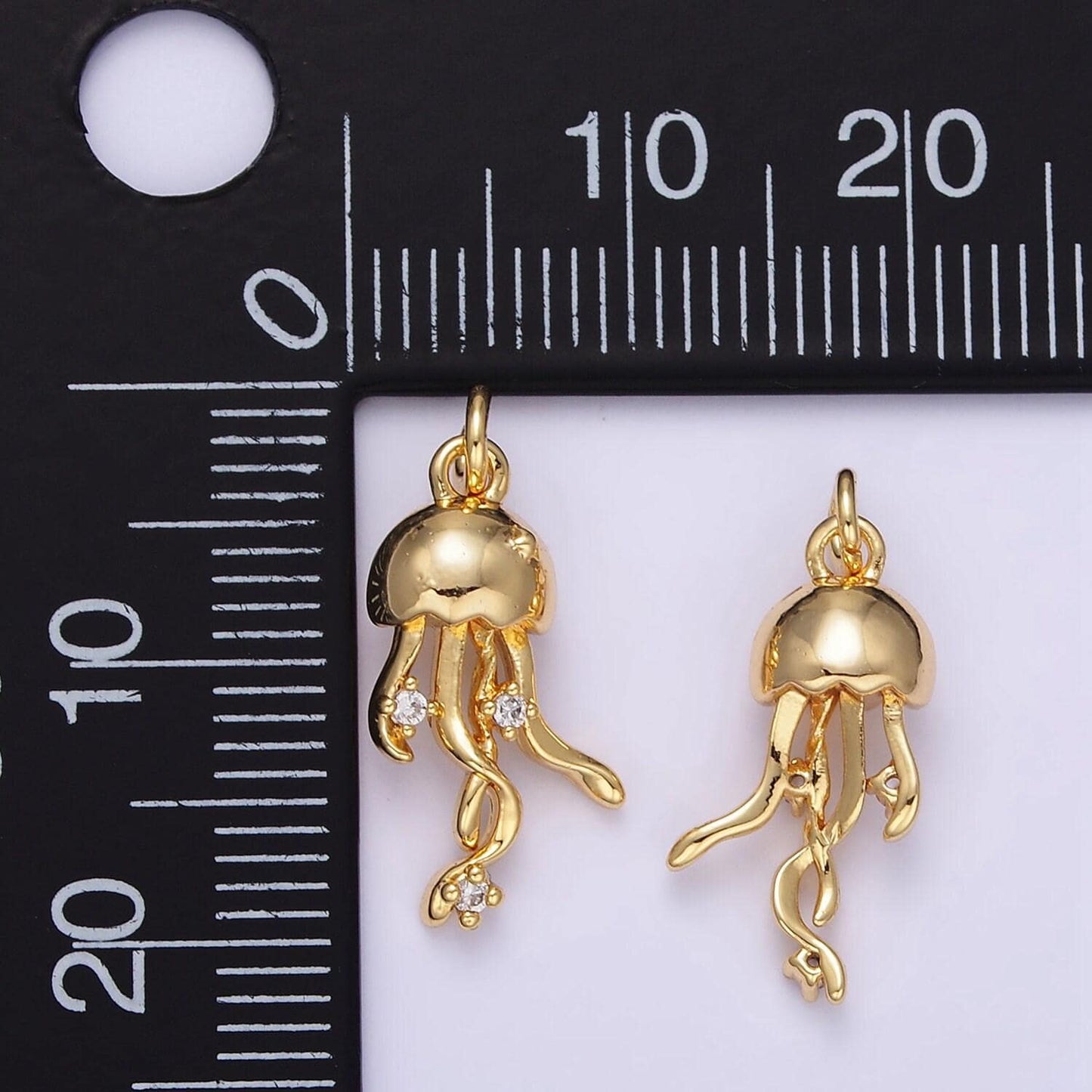Tiny gold jellyfish charm dainty pendant gold charm animal charm under the sea inspired ag850