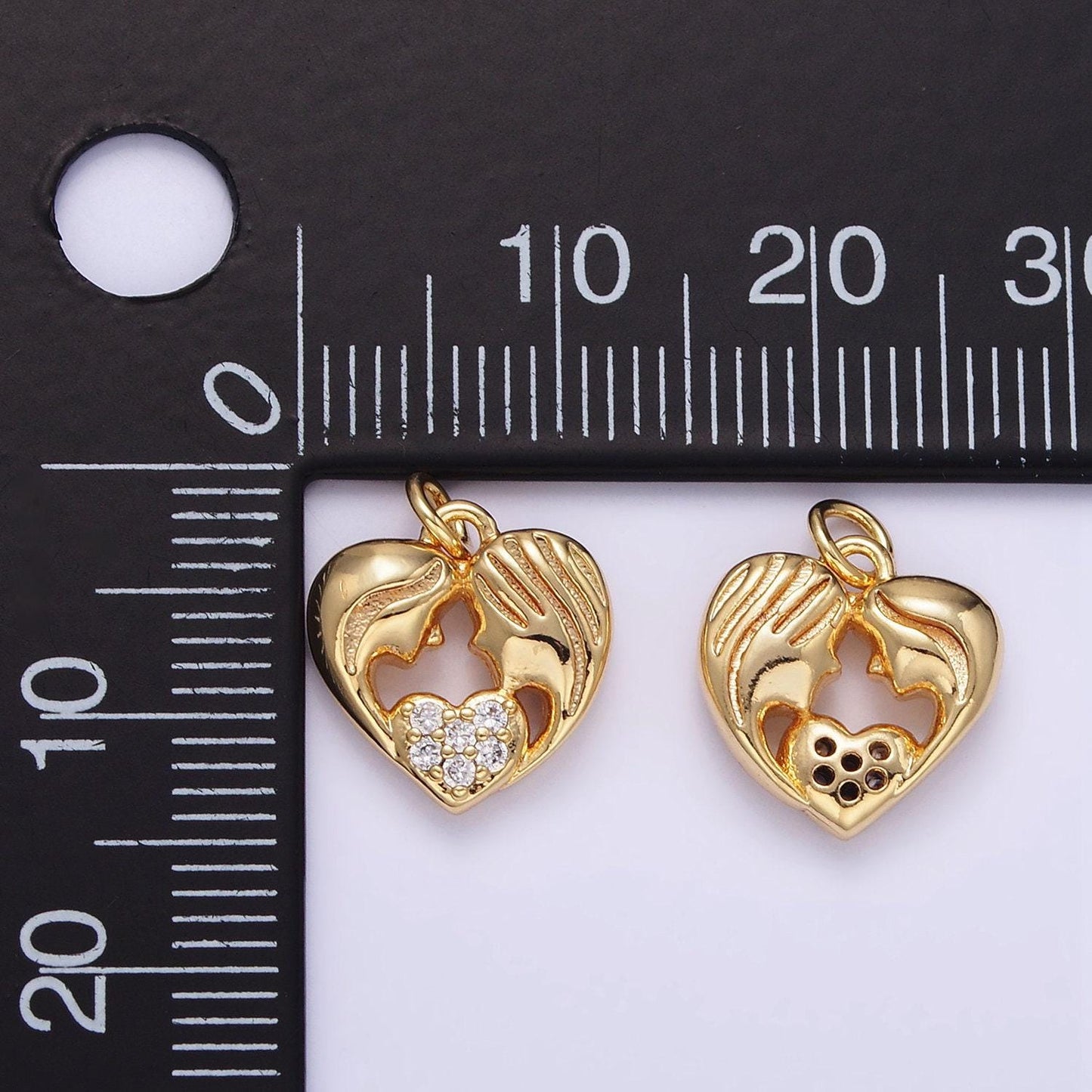 Gold filled mother and daughter cz heart pendant | ag-838