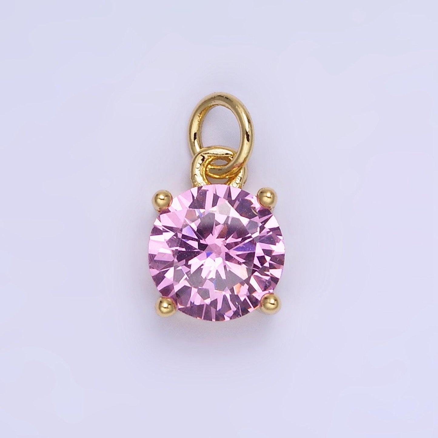 8mm colorful round cubic pendant cz dangle charms pink blue red clear tiny round pendant in 24k gold filled charm for add on charm ag813