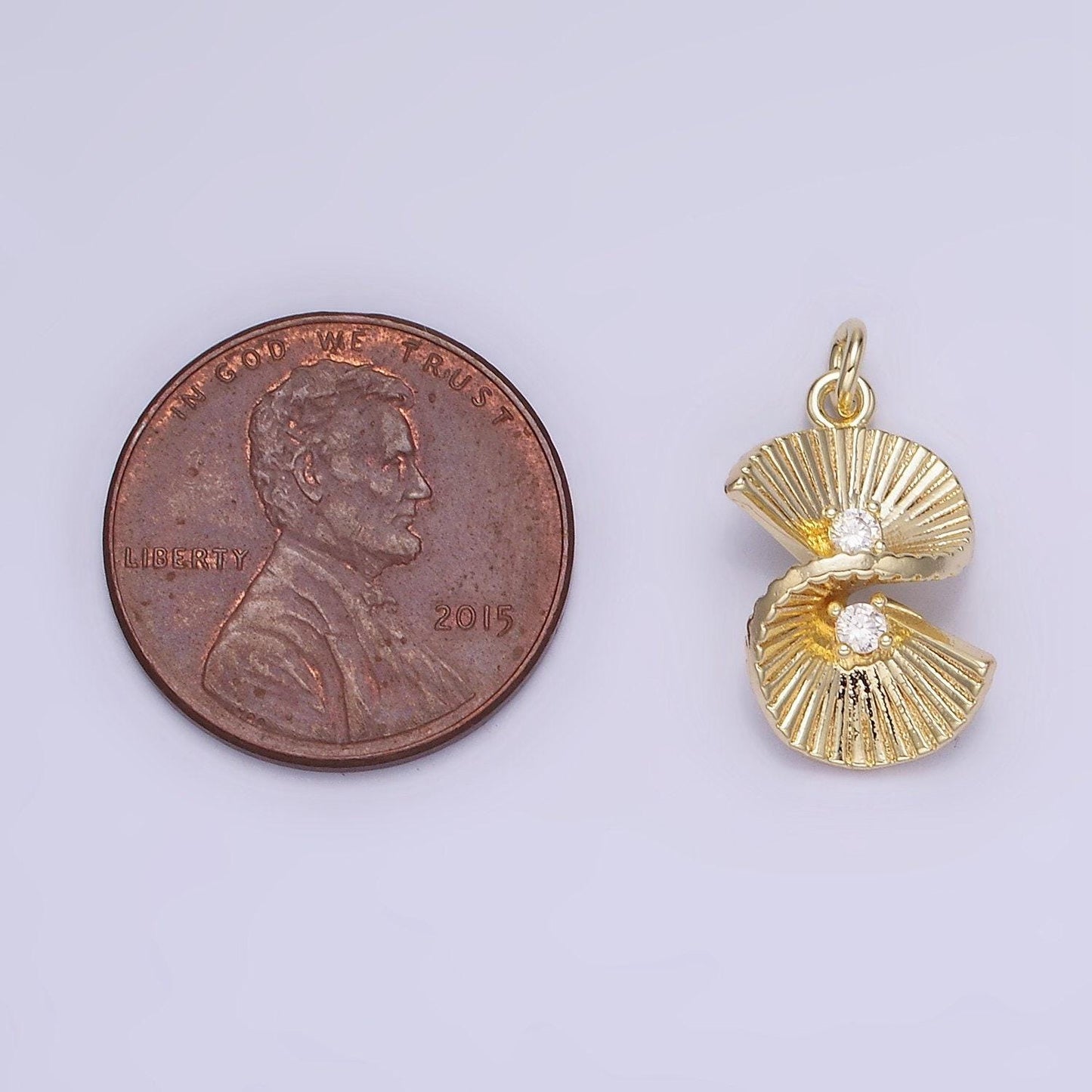 14k gold filled double cz swirled fan sunburst infinity charm | ag724