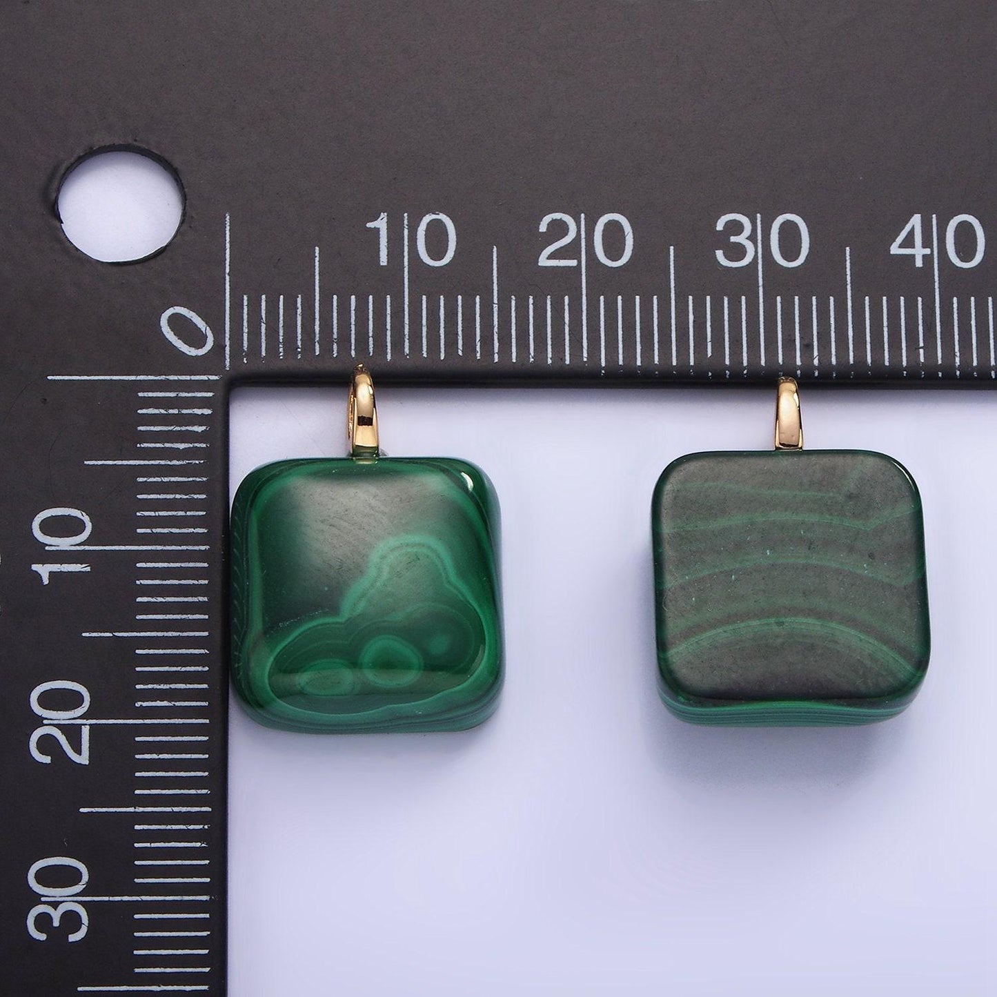 Malachite square beads charms - brass beads pendant natural stone 14k gold filled pendant for necklace component ag682
