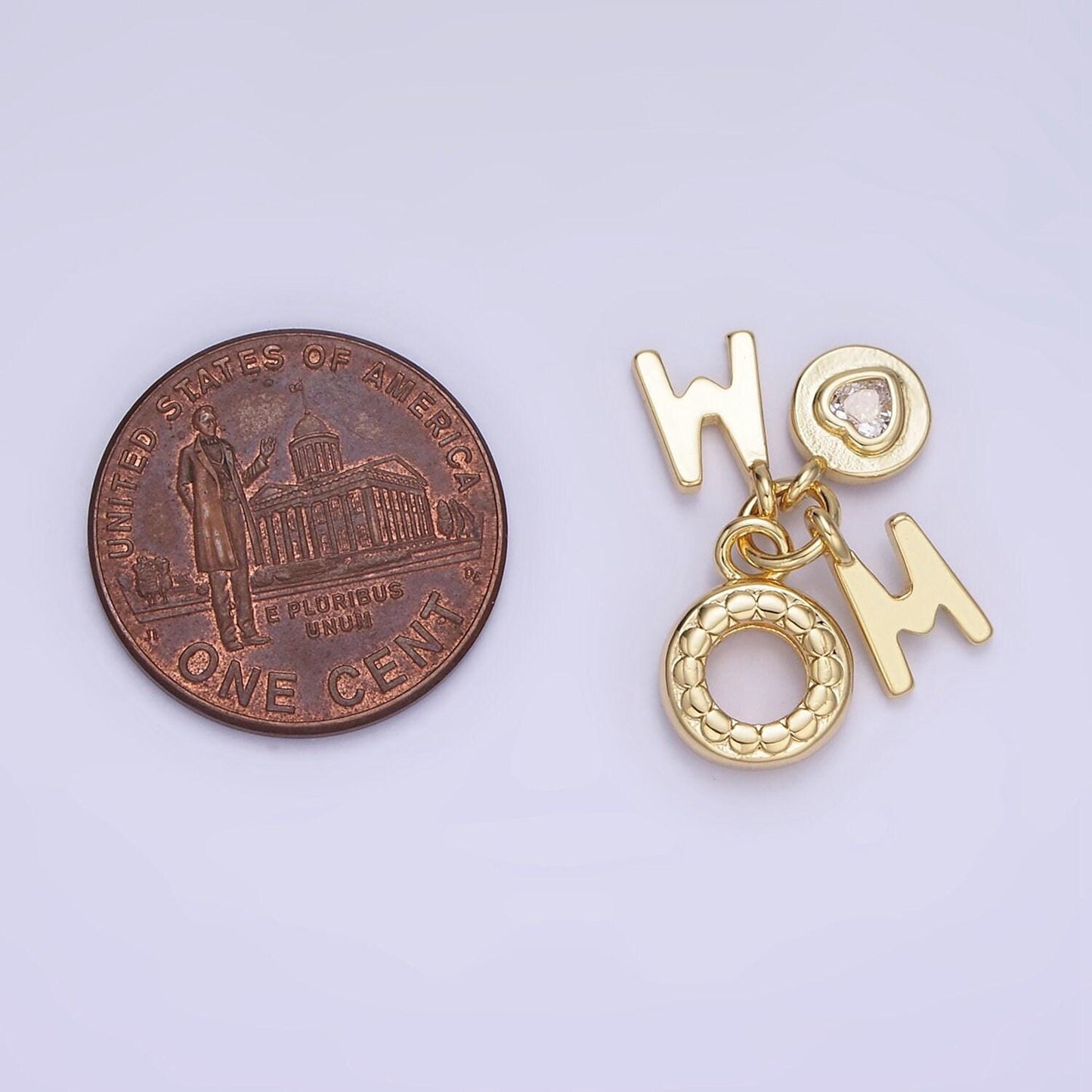 14k gold filled mom w/ cz heart 20mm | ag-629
