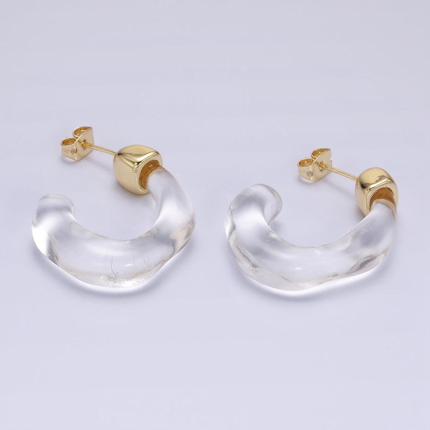 Pink acrylic resin geometric earrings u-shaped hoop earrings for women chunky irregular hoops earrings trendy earring gift idea ae-165