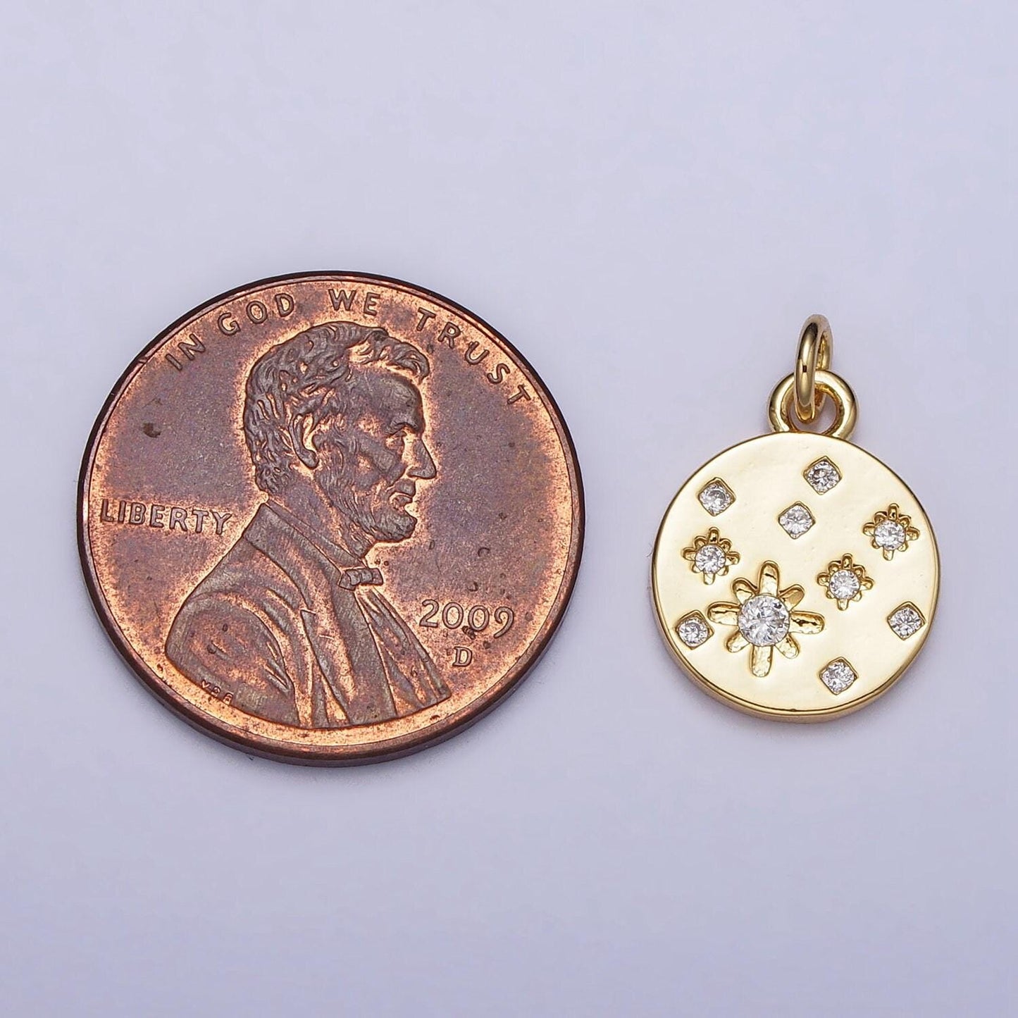 18k gold filled micro paved cz star charm coin charm celestial jewelry inspired | ac984