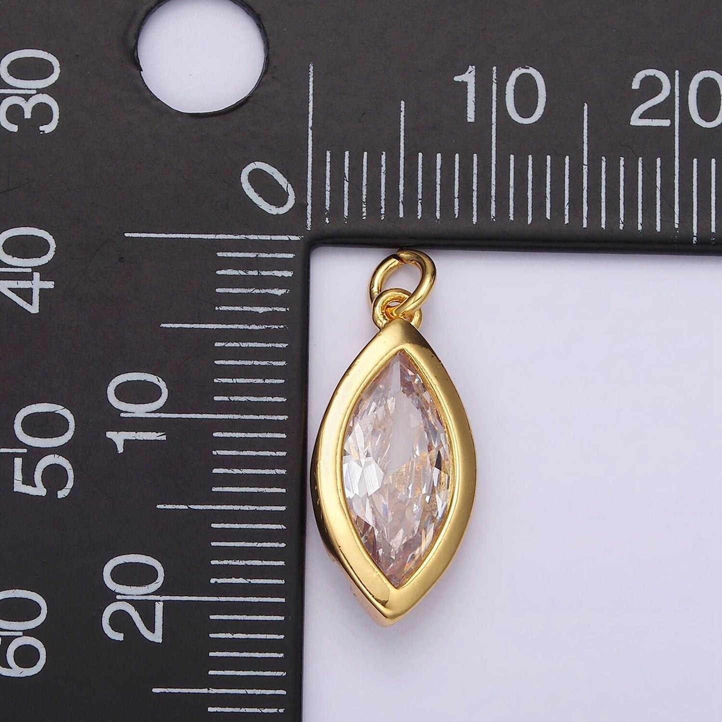 24k gold filled clear cz marquise bezel add-on charm | ac879