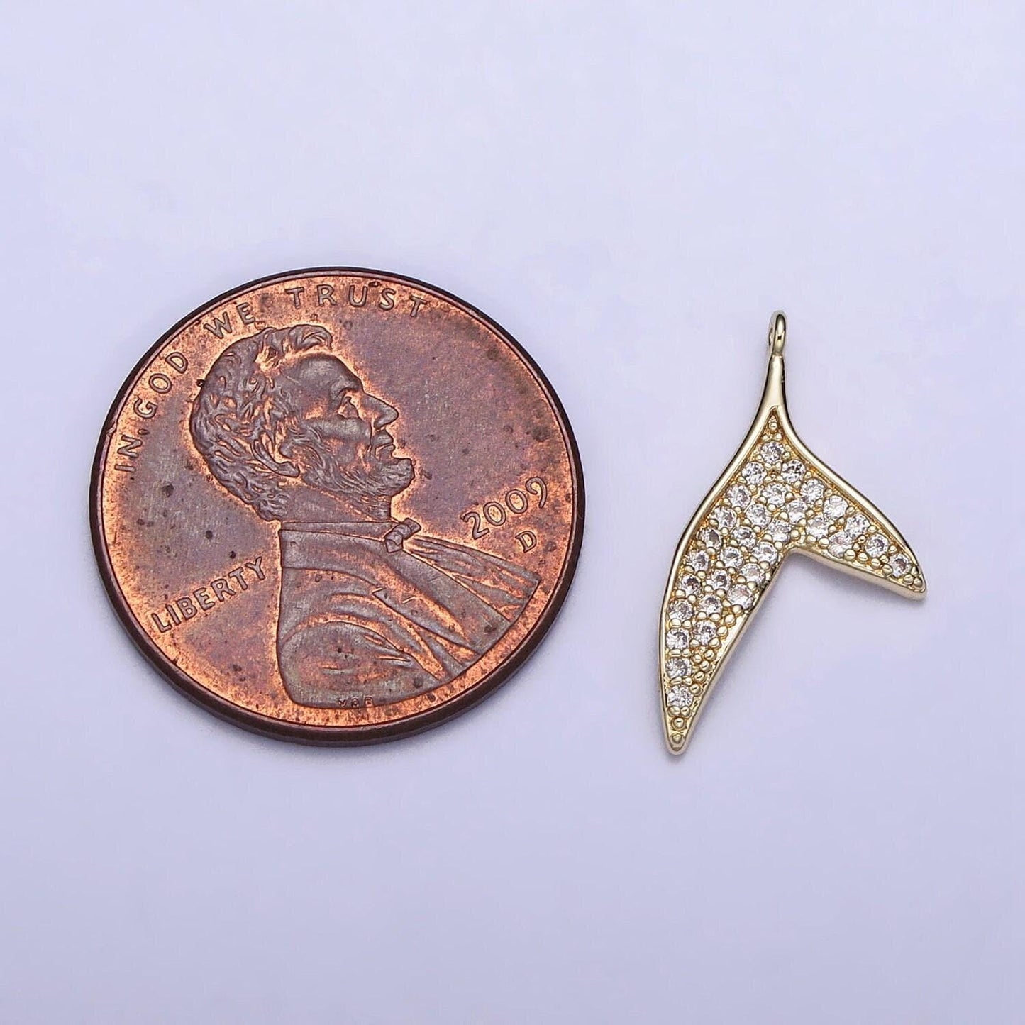 Cubic 14k gold filled whale tail charms, micro pave mermaid tail charm, animal charms, dolphin tail pendants for bracelet necklace ac727