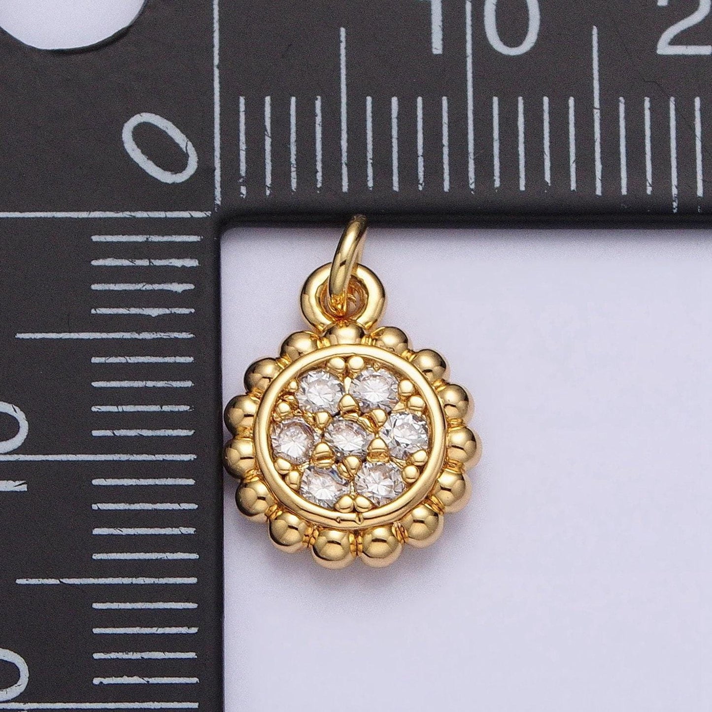 Mini sun pendant, celestial cubic charm, jewelry supply beaded charm 18k gold filled finding for necklace bracelet supply ac605