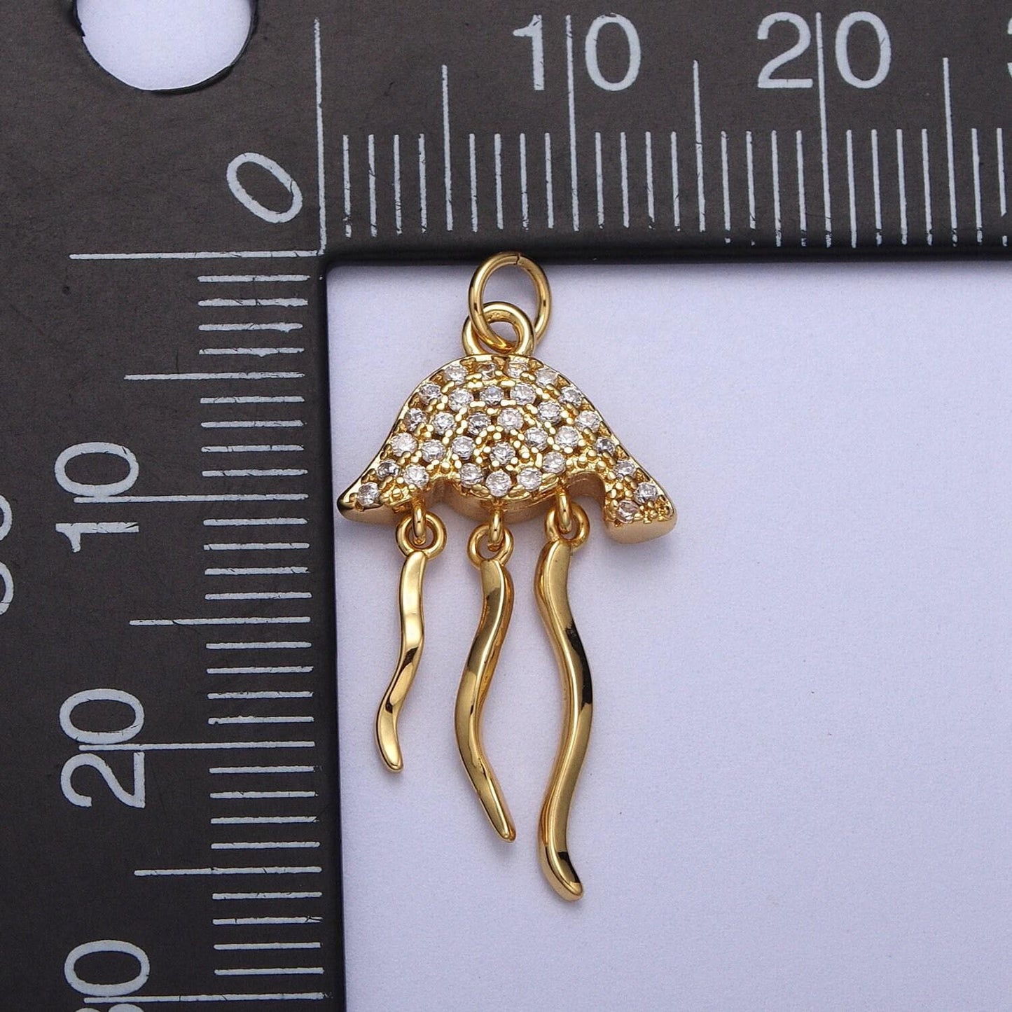Small micro pave jellyfish charm in 18k gold filled fish animal silver beach vibes jewelry ac553 ac554