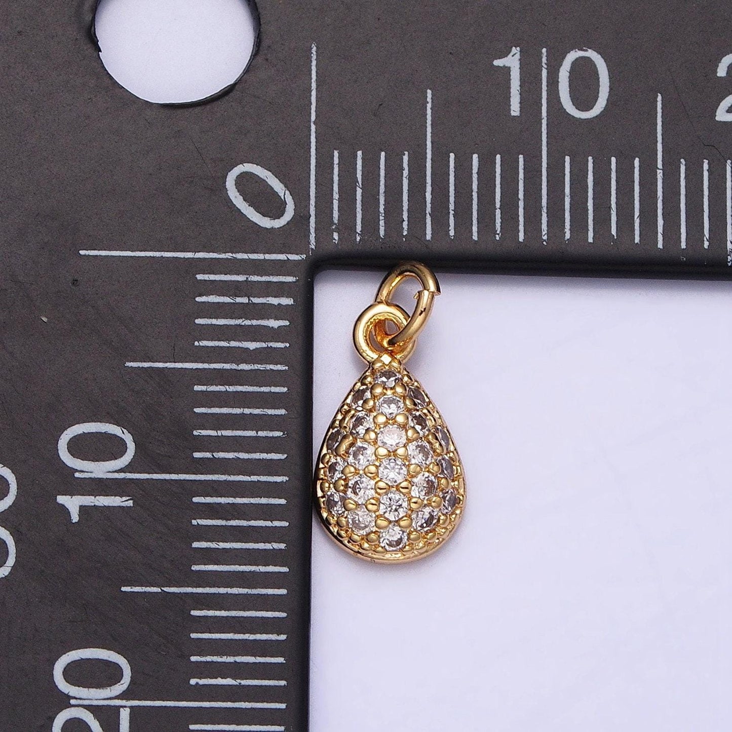 Mini gold tear drop charm with cz stone teardrop geometric cubic zirconia pendant ac478 ac479