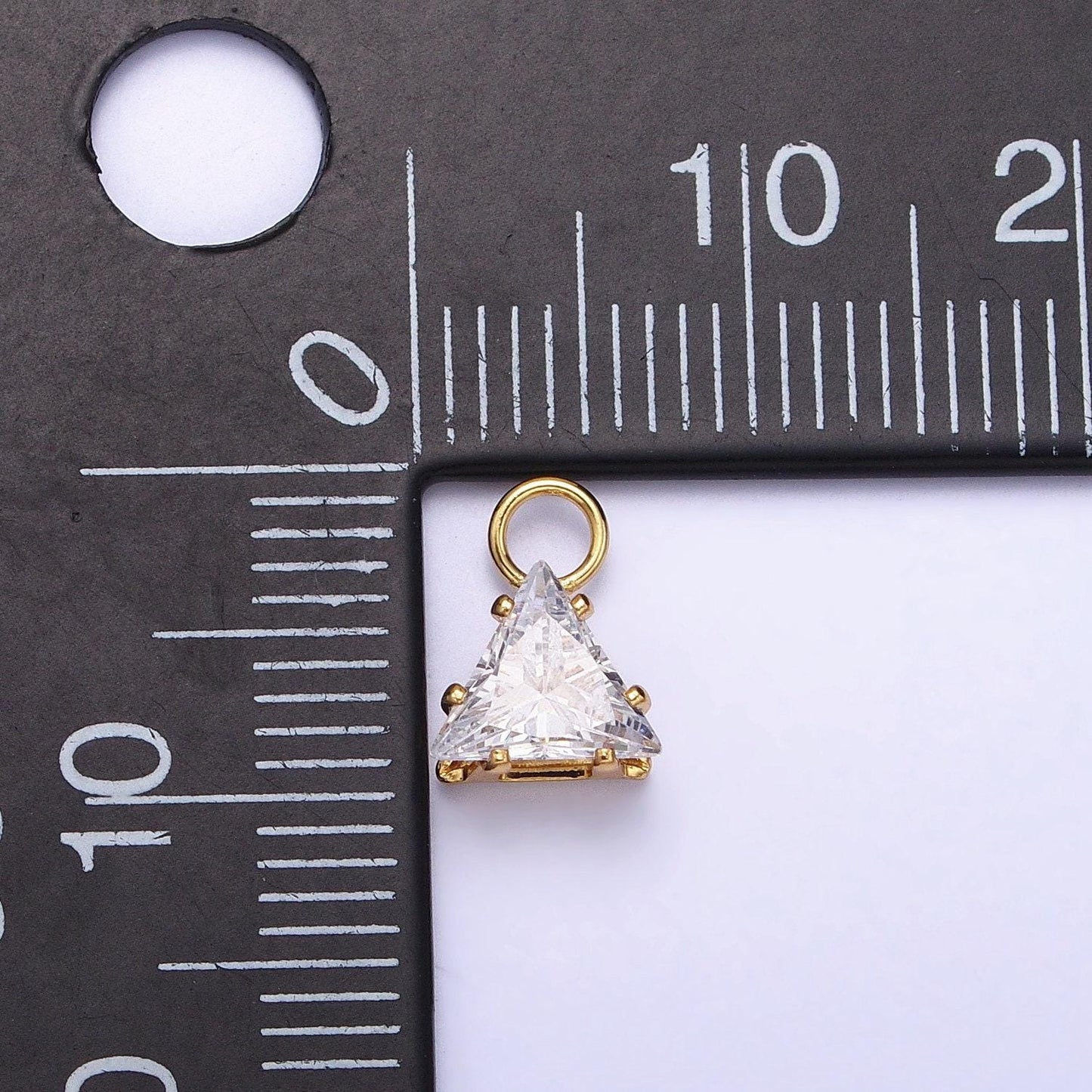 Mini gold triangle cubic zirconia charm, tiny clear cz charm add on charm for bracelet earring necklace supply ac420 ac421