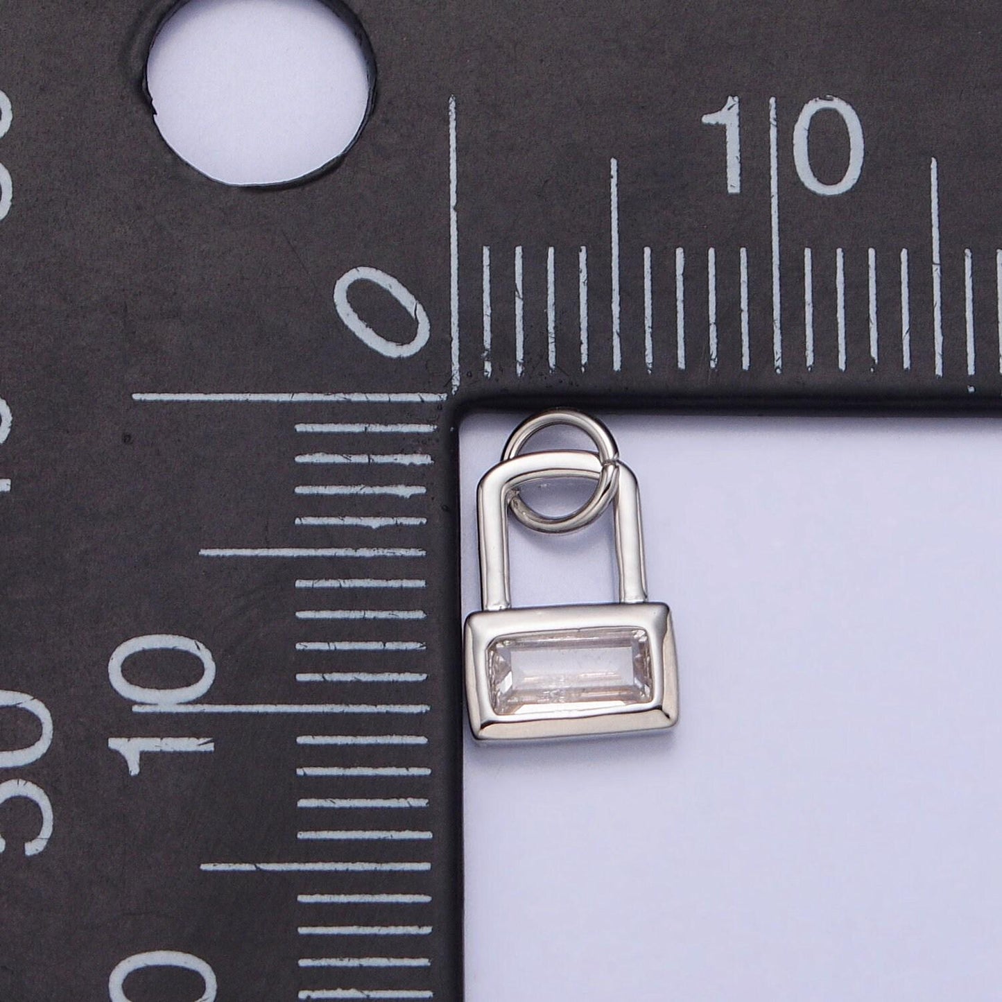 Mini padlock charm gold plated over brass clear baguette cz lock pendant jewelry for necklace bracelet earring supply ac412