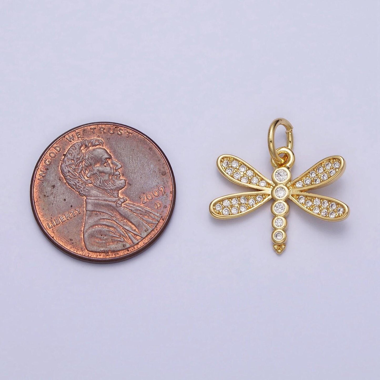 Mini gold dragonfly charm minimalist insect clear micro paved cz charm animal charm| ac375