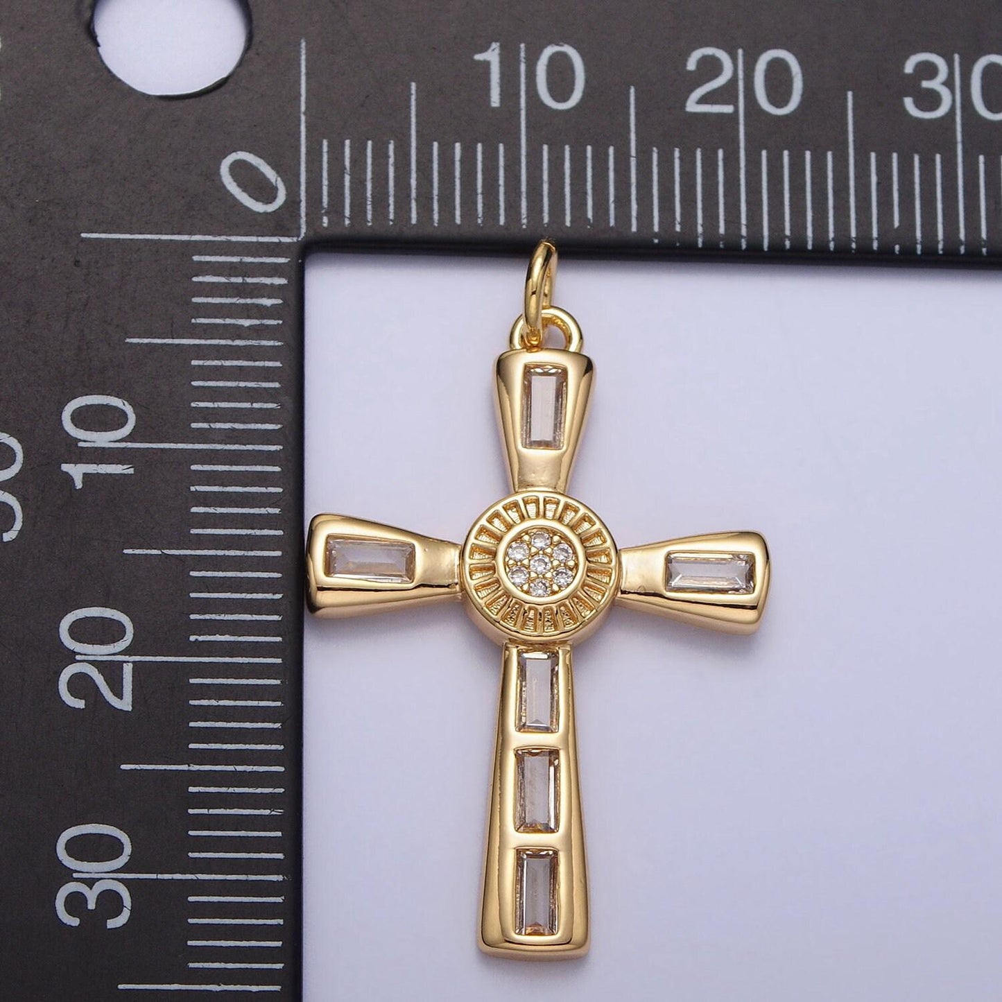 Dainty cross pendant , cz gold cross charm add on cubic zirconia for rosarry religious necklace bracelet component ac230