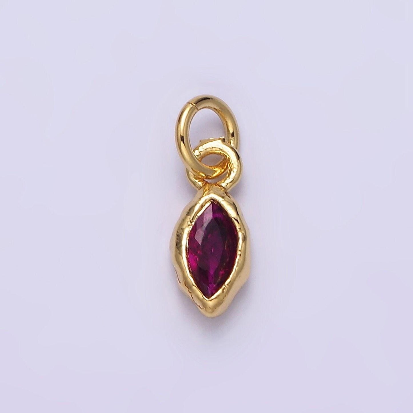 24k gold filled mini oval cz clear stone pendant, add on eye shape charm mini crystal cz birthstone for necklace bracelet supply | ac1378