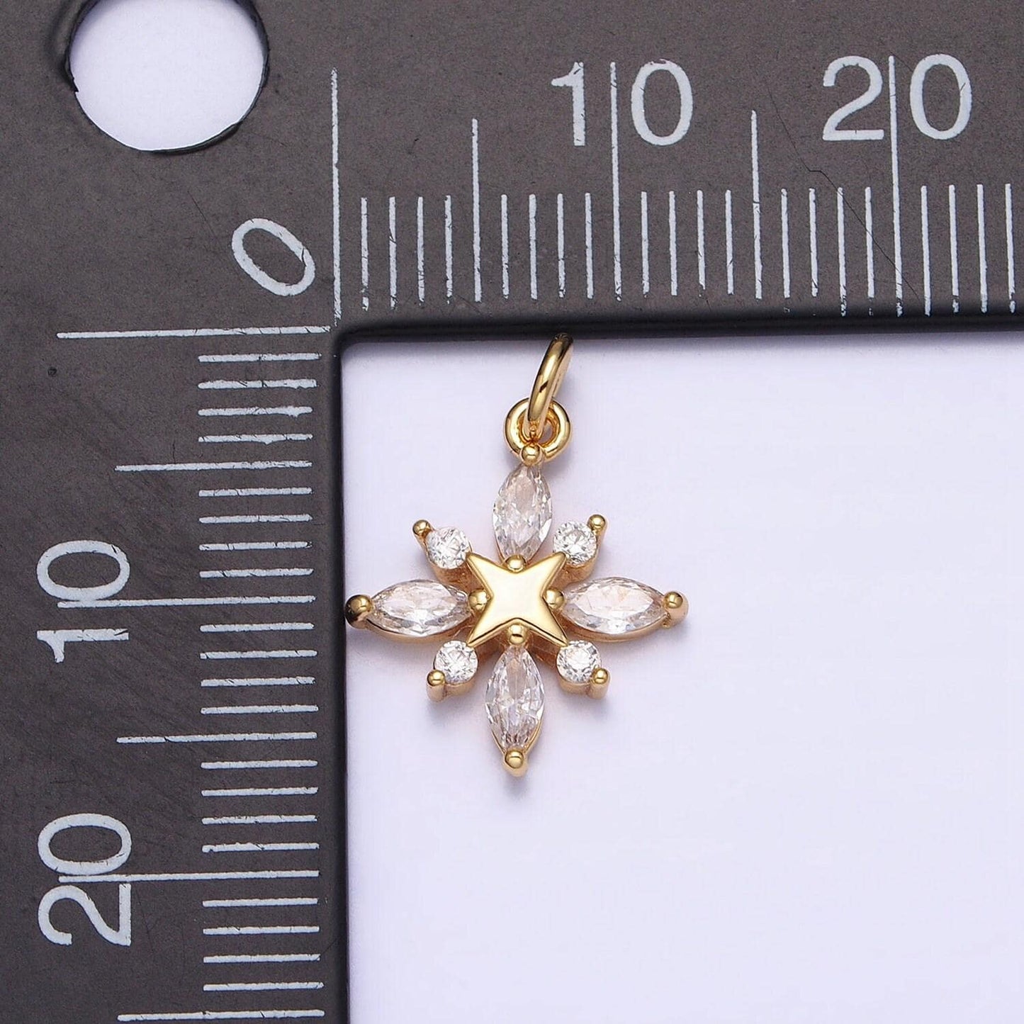 Mini 16k gold filled north star clear marquise cz add-on celestial charm in gold & silver | ac1241 ac1242