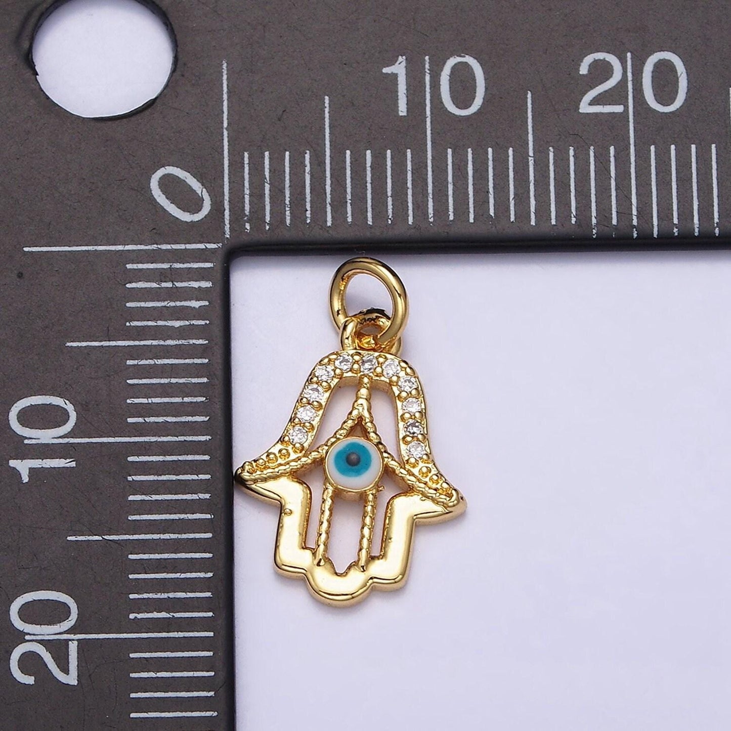 Tiny hamsa hand charm cubic hand pendant gold plated for earring bracelet necklace component ac1172