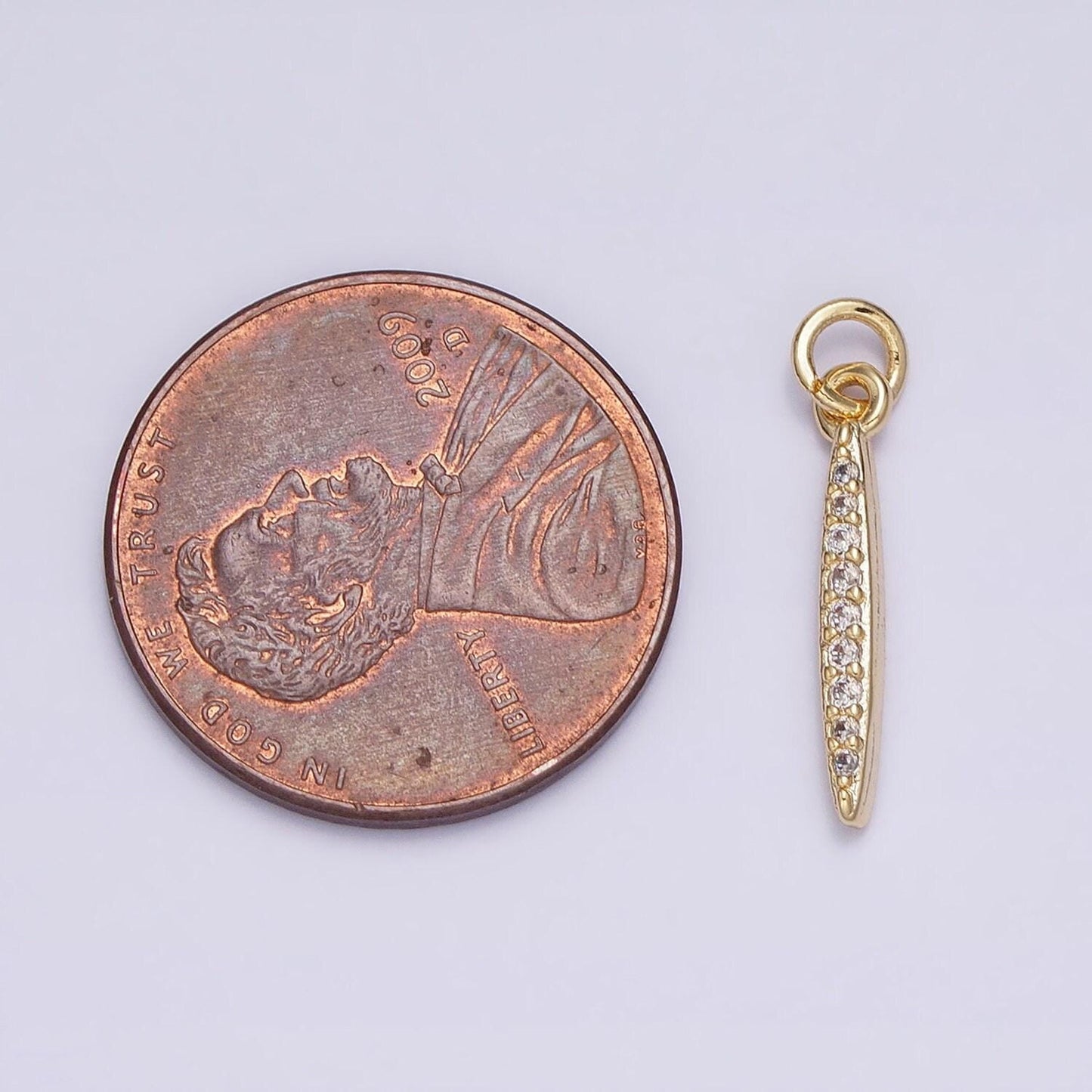 16k gold filled mini pin linear stone short bar micro paved cz add-on charm | ac1160