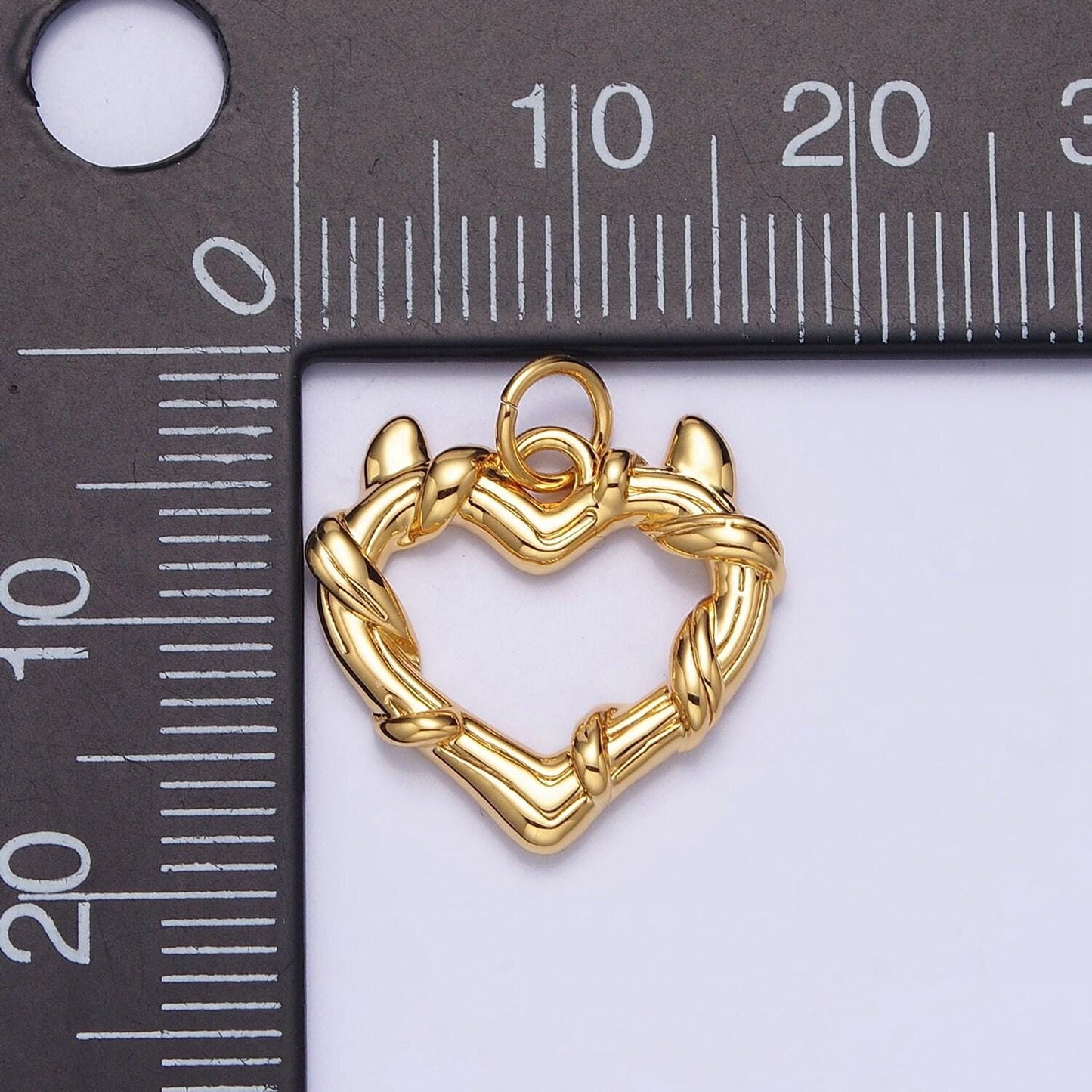 24k gold filled vine-wrapped pointed horned heart add-on charm in gold & silver | ac1059 ac1060