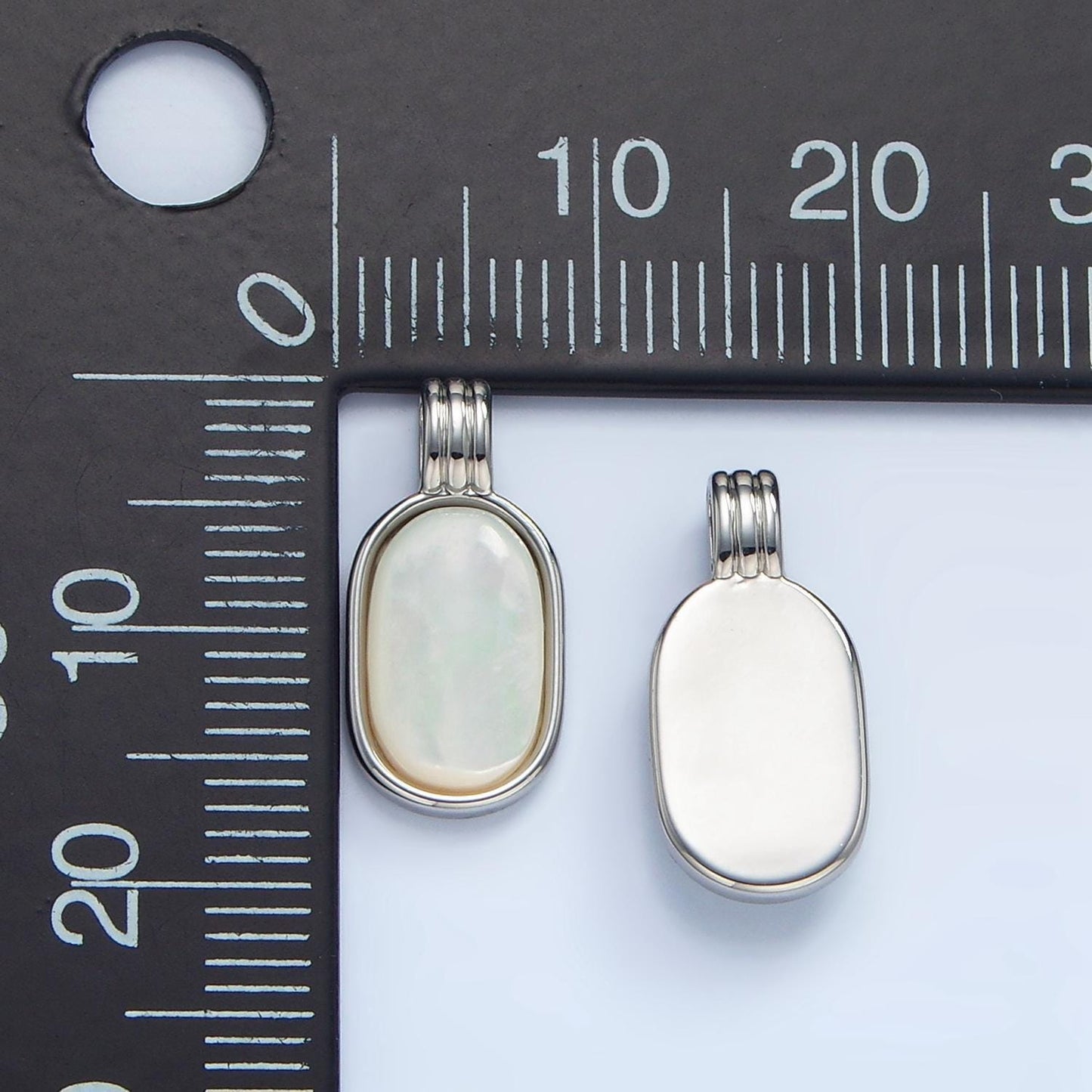 Minimal oval moonstone gemstone 24k gold filled silver & gold charm | aa-973