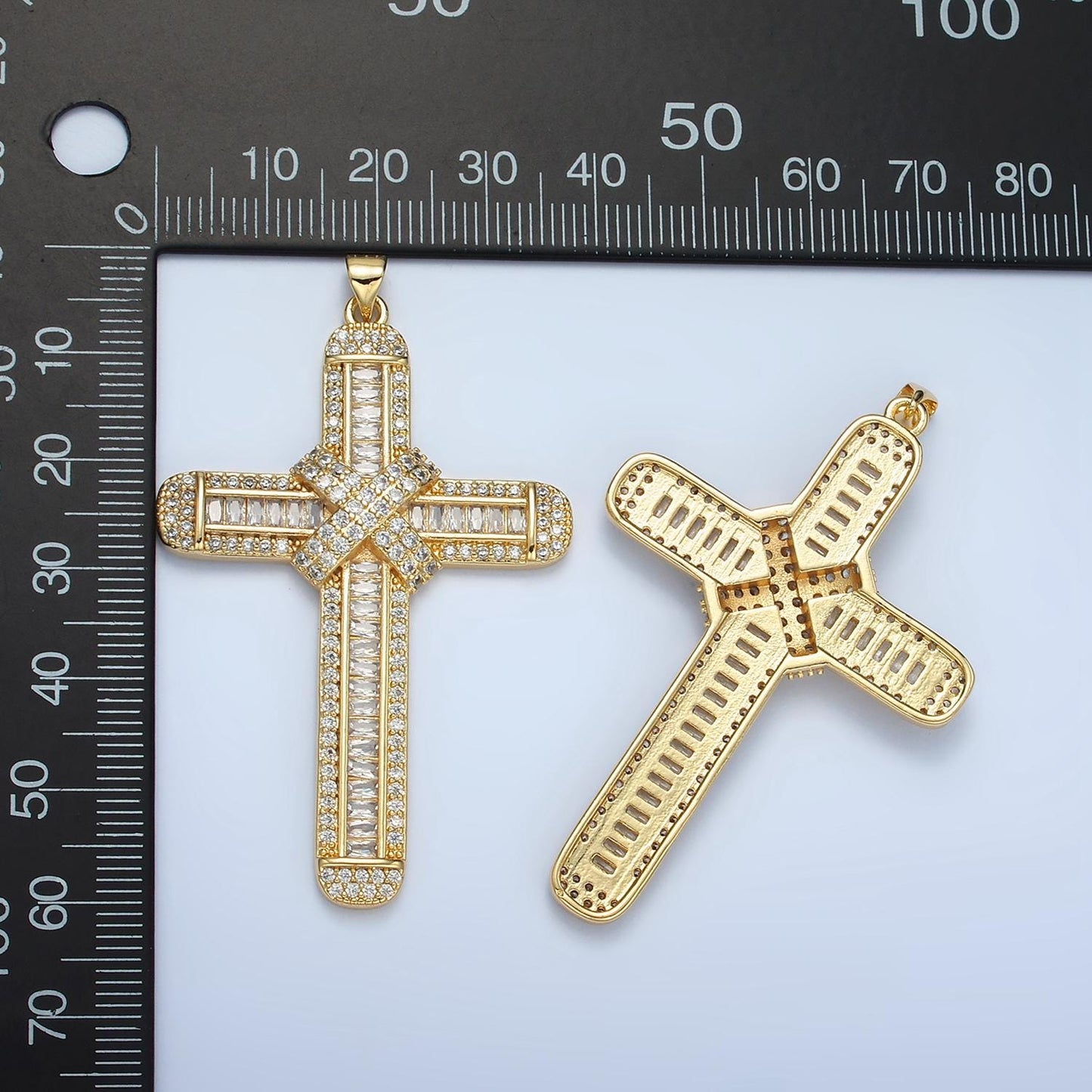 Bold 24k gold filled cross pendant statement jewelry cross charm for necklace religious jewelry making aa802
