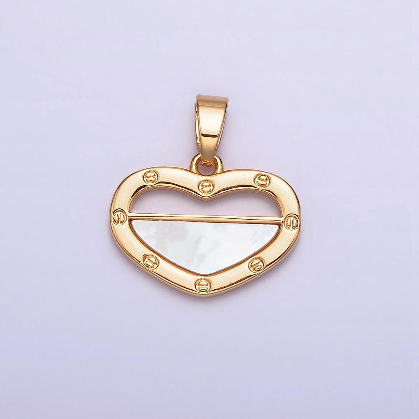 Dainty heart charm pearl love pendant in 16k gold filled necklace component silver heart charm aa564