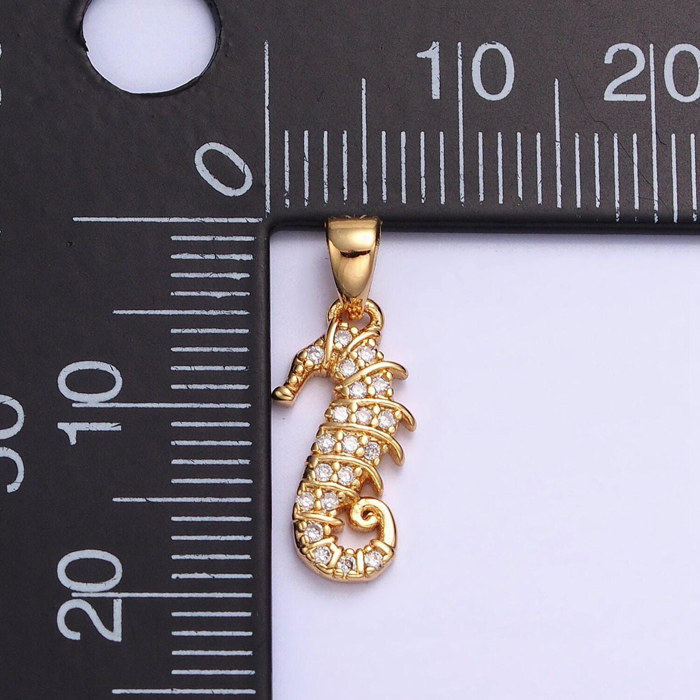 Gold sea horse gold filled pendant, micro pave under the sea charm inspired ocean animal pendant, diy jewelry bracelet necklace supply aa350