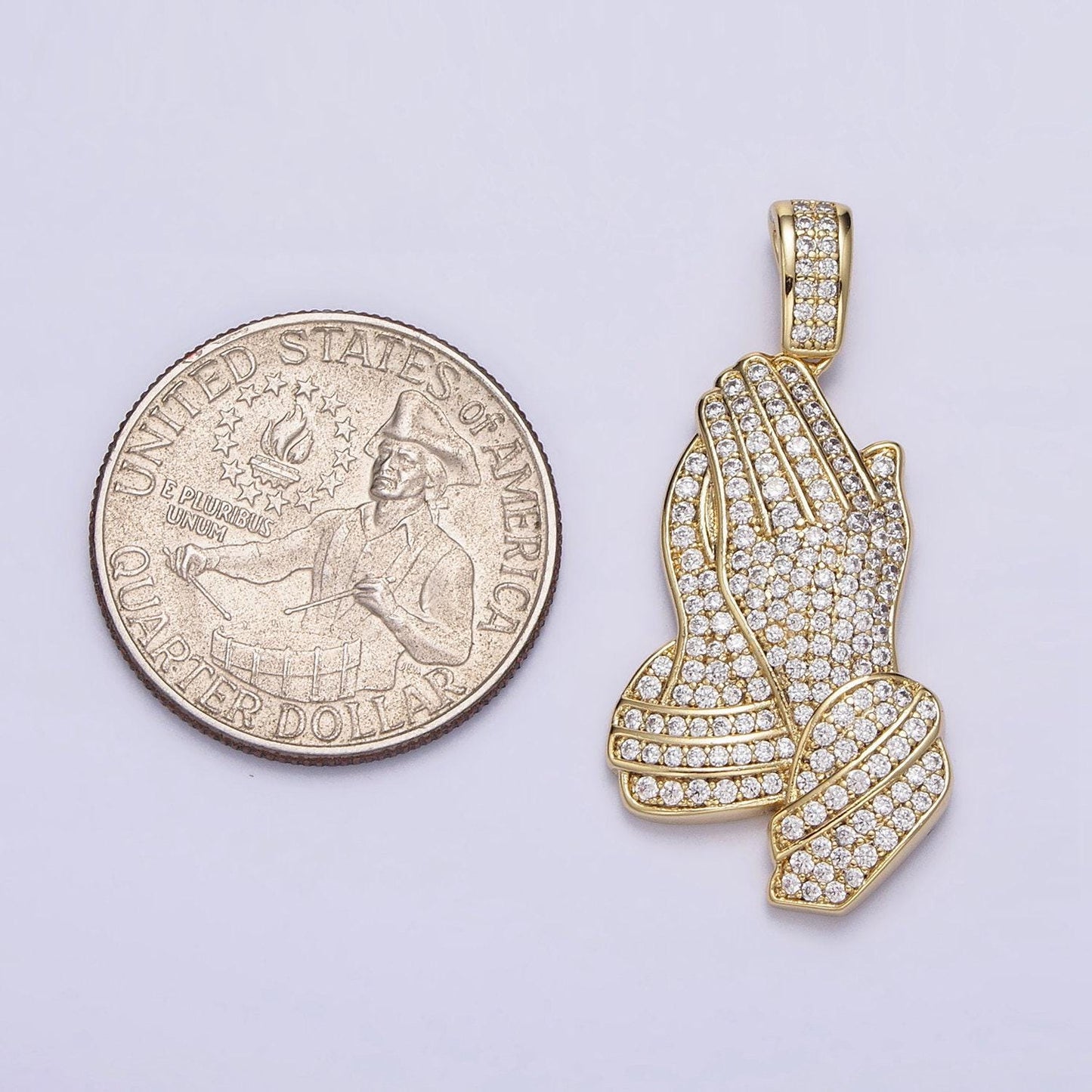 Iced out micro pave 14k gold filled the lord prayer hands necklace charm gold praying hands jewelry pendant hip hop religious jewelry aa299