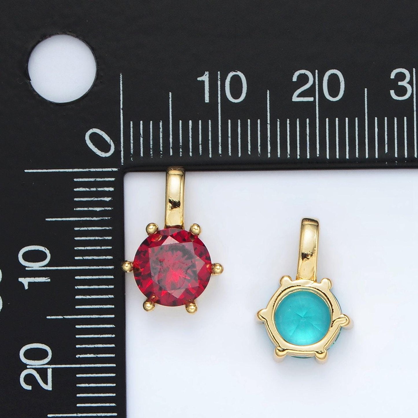 Multi color 24kgold filled round cz pendant/ charm | aa1375-aa1384