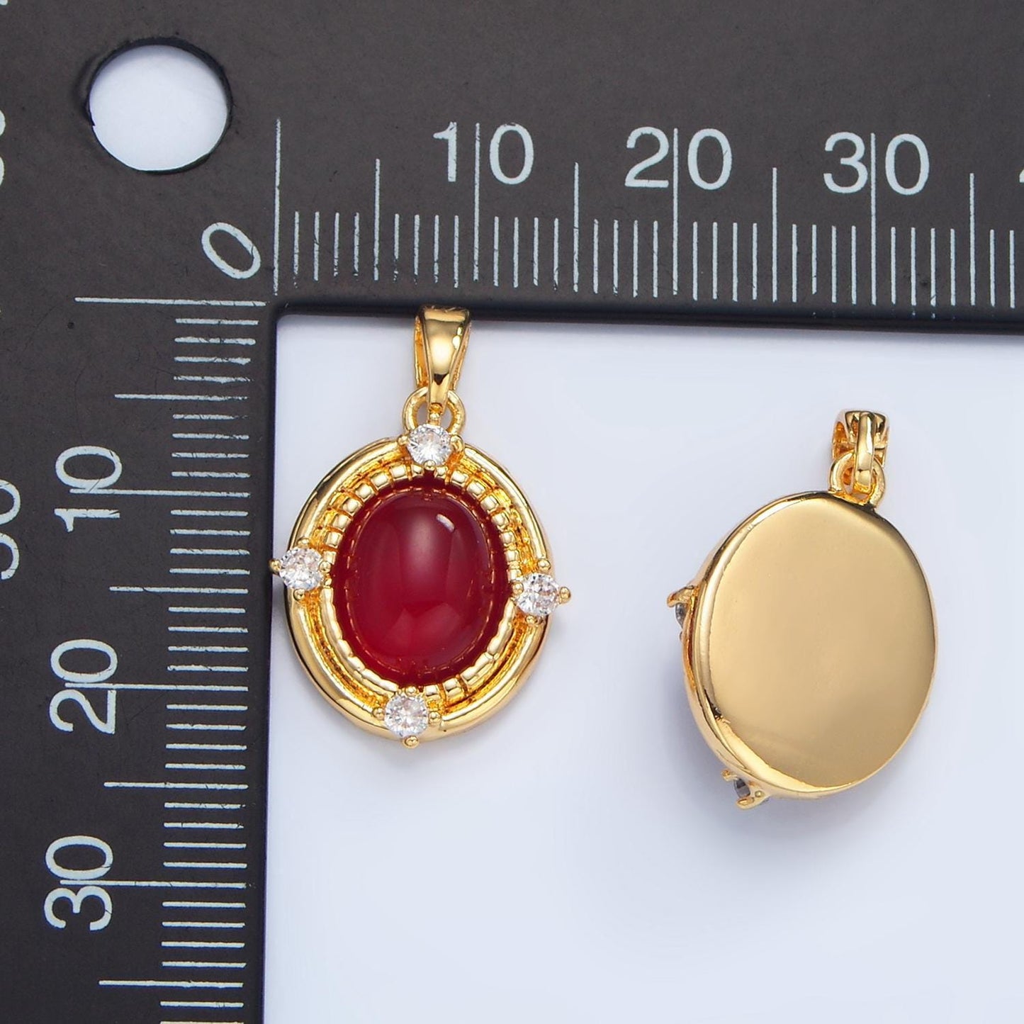 Blood royal frame cz 24k gold filled pendant | aa-135