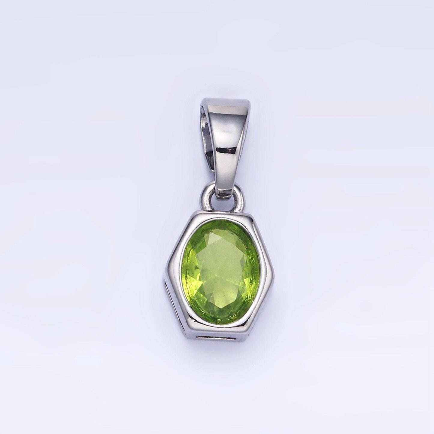 Hexagonal birthstones 12mm silver pendants | aa1282-aa1295
