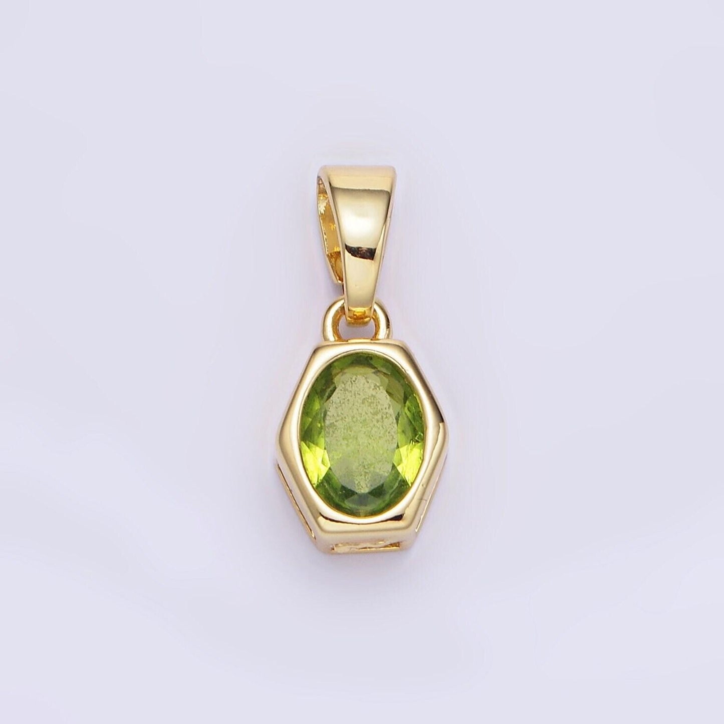 Hexagonal birthstones 12mm gold pendants | aa1282-aa1295