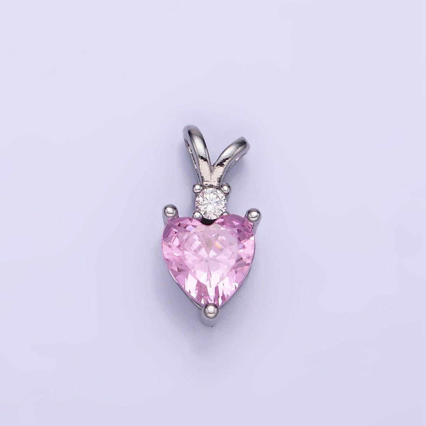 14k gold filled cz heart birthstone double bail pendant in gold & silver | aa-1219 - aa-1230